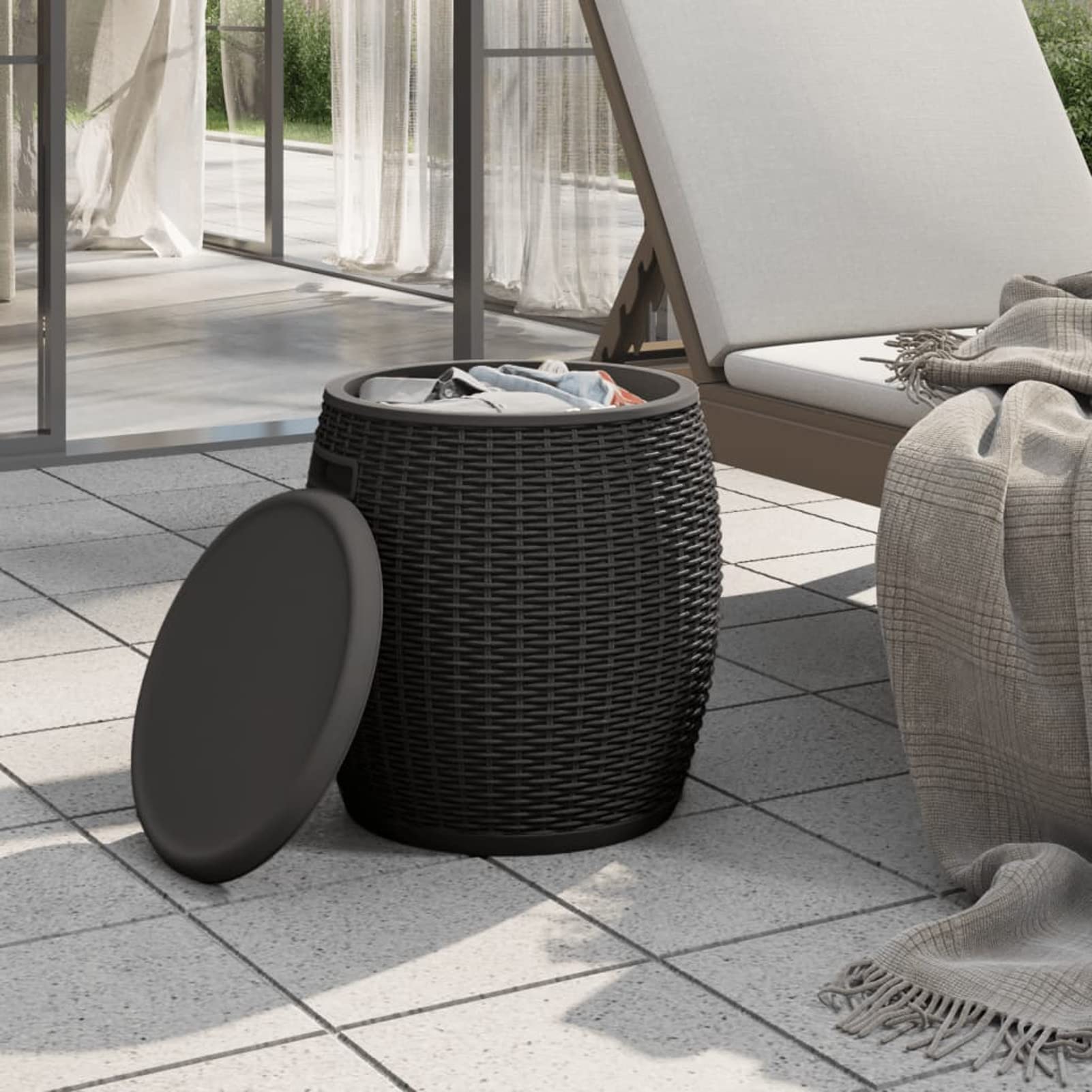 Gecheer Scatola di immagazzinaggio da giardino 4 in 1, in polipropilene, per esterni, organizer per attrezzi da giardino, cassapanca per balcone, piscina e terrazza
