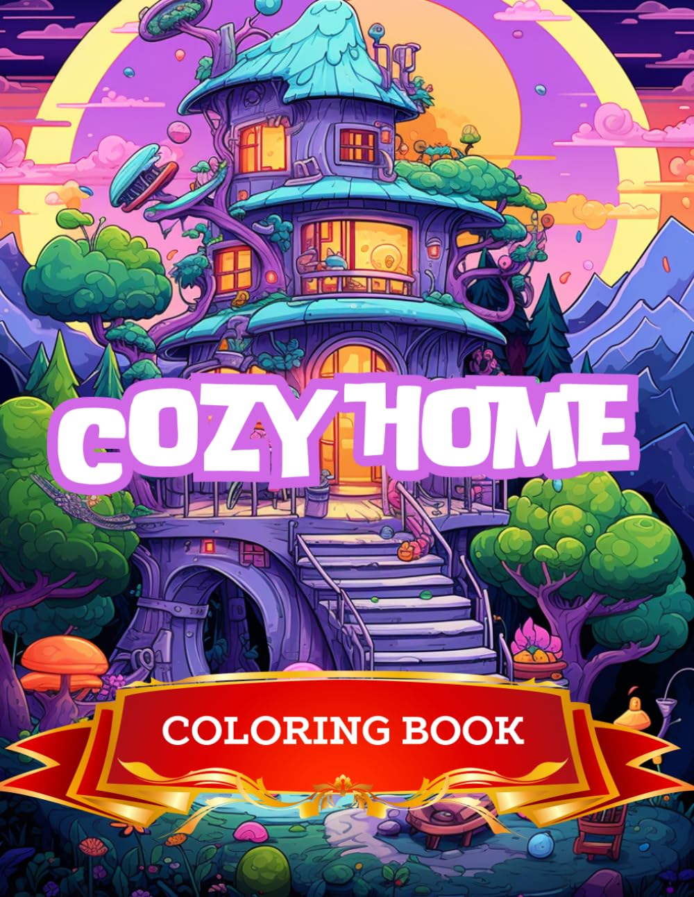 Cozy homes: Coloring book for adults 200 pages