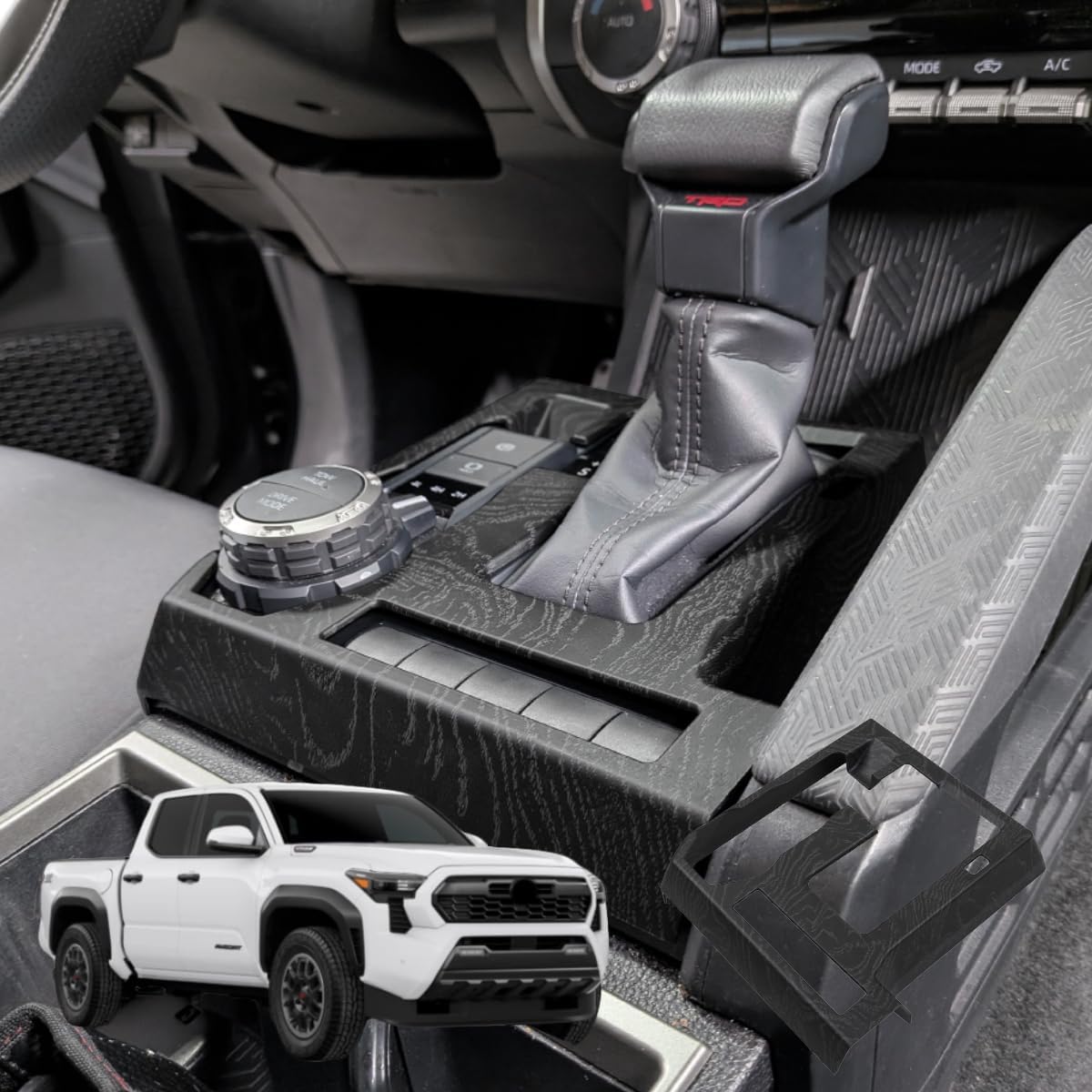 ABS Protective Cover for 2024-2026 Toyota Tacoma Accessories and 2025-2026 4Runner Accessories, Durable Shift Console Panel for Automatic Transmission Truck Upgrade (Carbon Fiber Stripe)