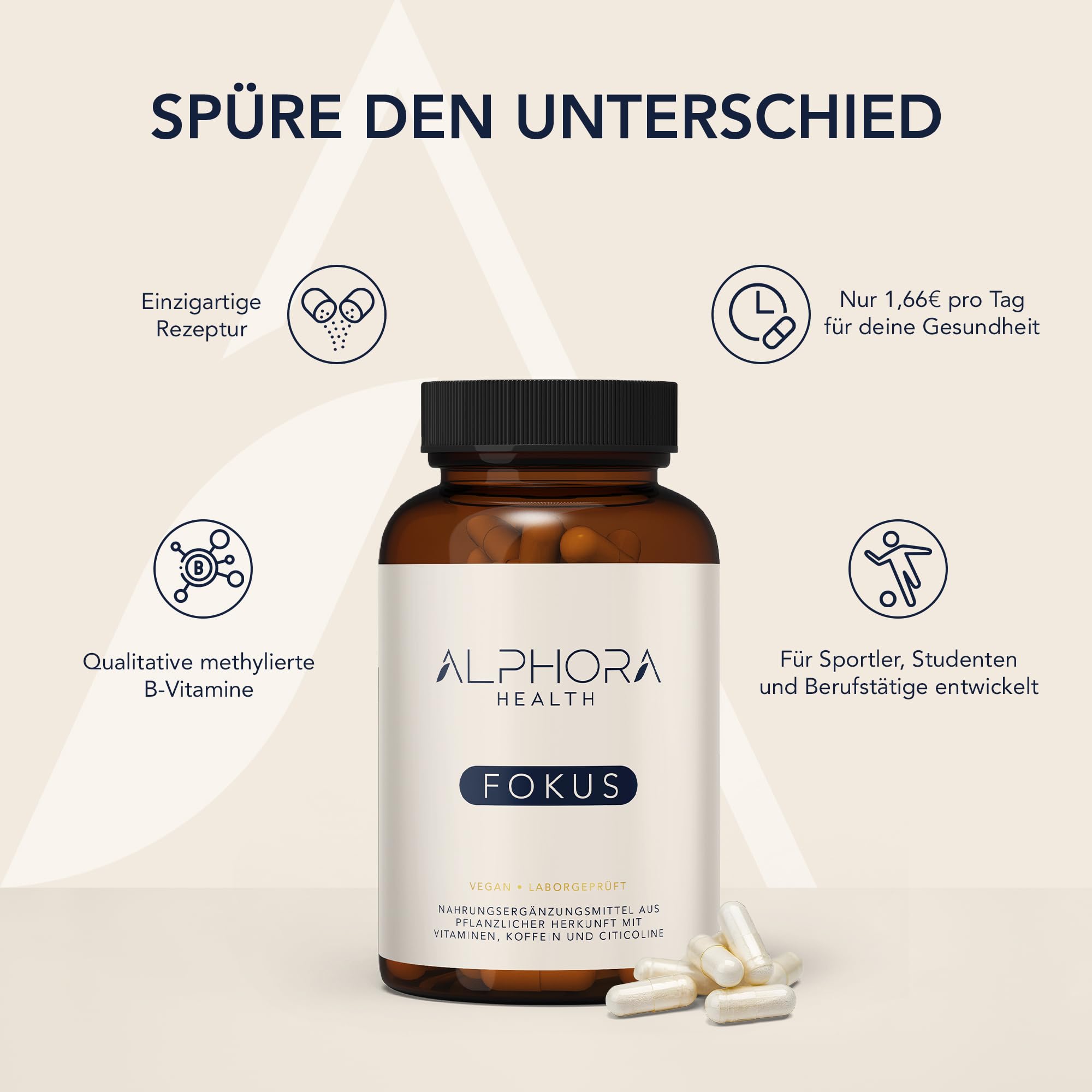Fokus-Booster 90 Kapseln – L-Theanin, L-Tyrosin, Ginseng, Guarana & B-Vitamine – Konzentration, Energie & Fokus - 100% pflanzlich - hochdosiert - made in Germany