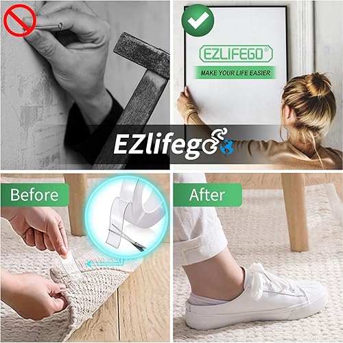 Miniatura 3 de EZlifego Cinta adhesiva de doble cara resistente extra grande paquete de 2 total de 33 pies cinta de montaje extraíble transparente y resistente