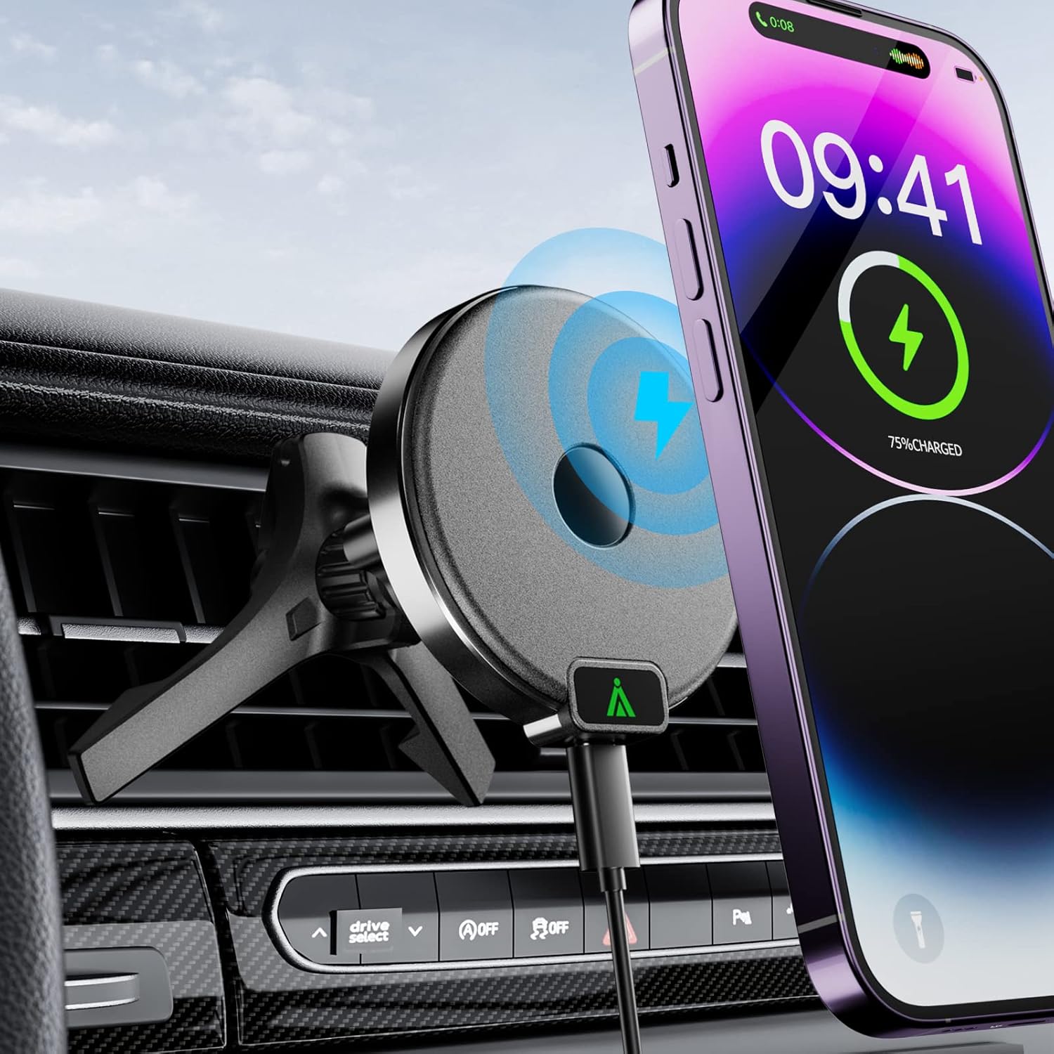 Lasfit Signature Magnetic Wireless Car Charger, Vent Cell Phone Holder,15W max Fast Charging for iPhone 14 13 12 Series Compatible with MagSafe Case