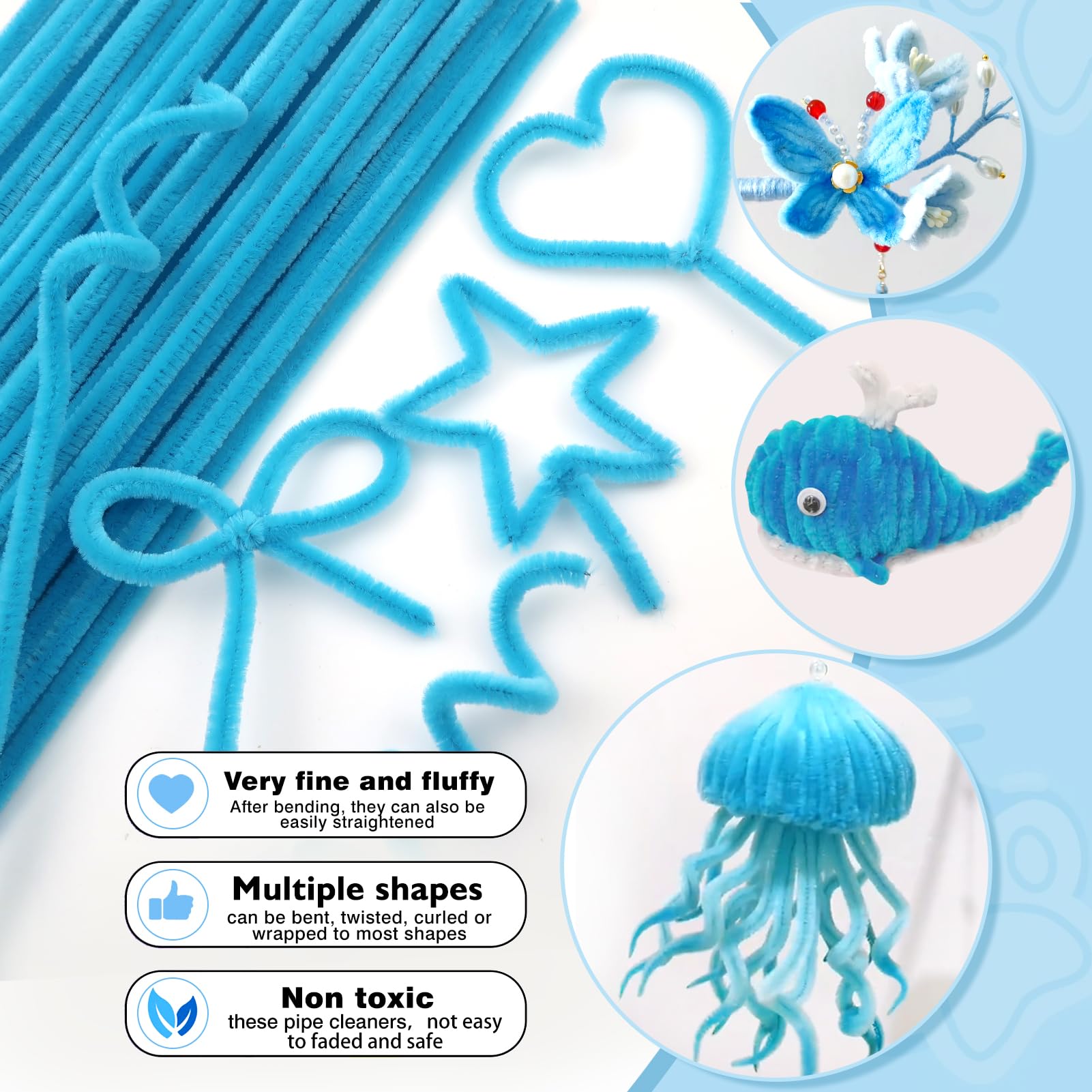 TOAOB 100pcs Tiges De Fils Chenille Colorés Cure Pipes Cleaner Avec