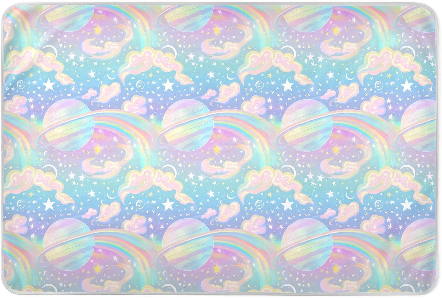 A Pastel Rainbow Sky Extra Large Resuable Toddler Mattress Pads Highly Absorbent Bed Wetting Pad Leakproof Quick Drying Incontinence Pads for Kids Bedwetting , 52" L x 34" W