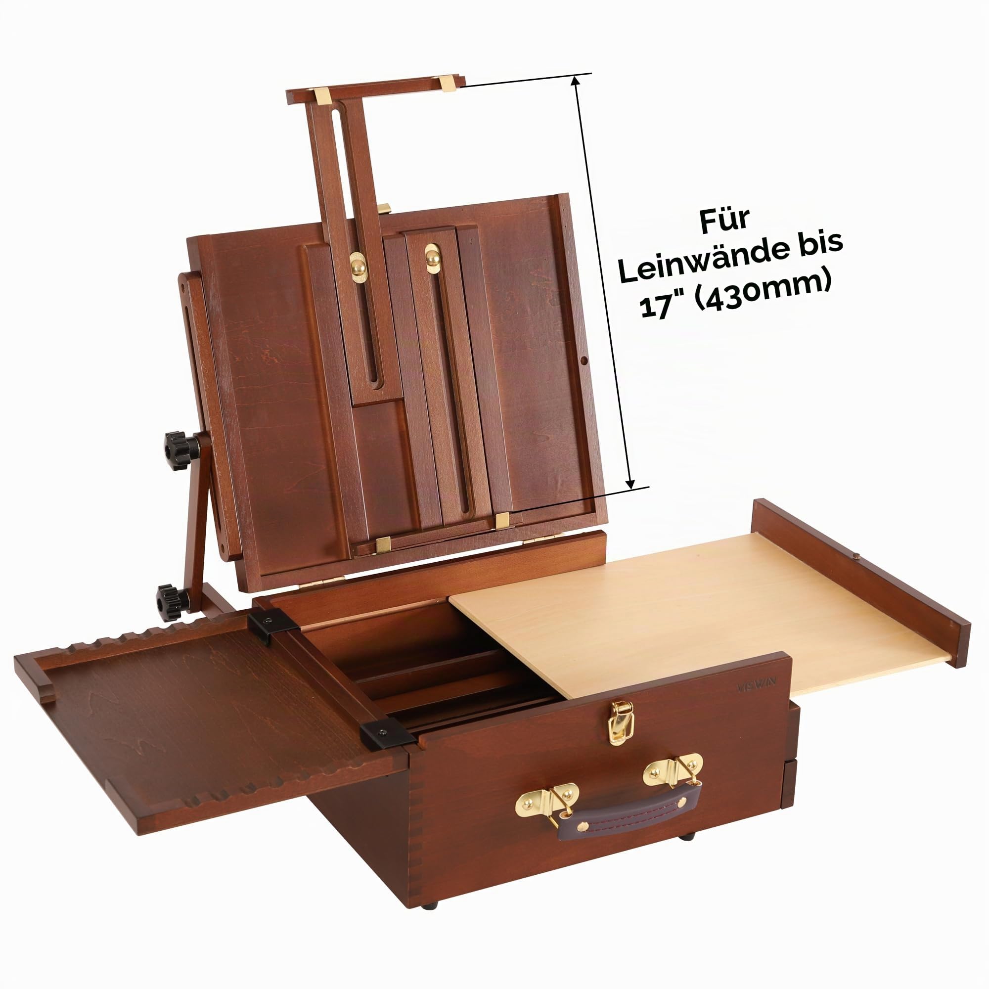 VISWIN Tragbare Plein Air Staffelei, Pochade Box mit Aluminium-Stativ und 2 Nylon-Tragetaschen, französische Tisch- und Bodenstaffelei zum Malen, Ausstellen im Freien, Reisestaffelei für Künstler