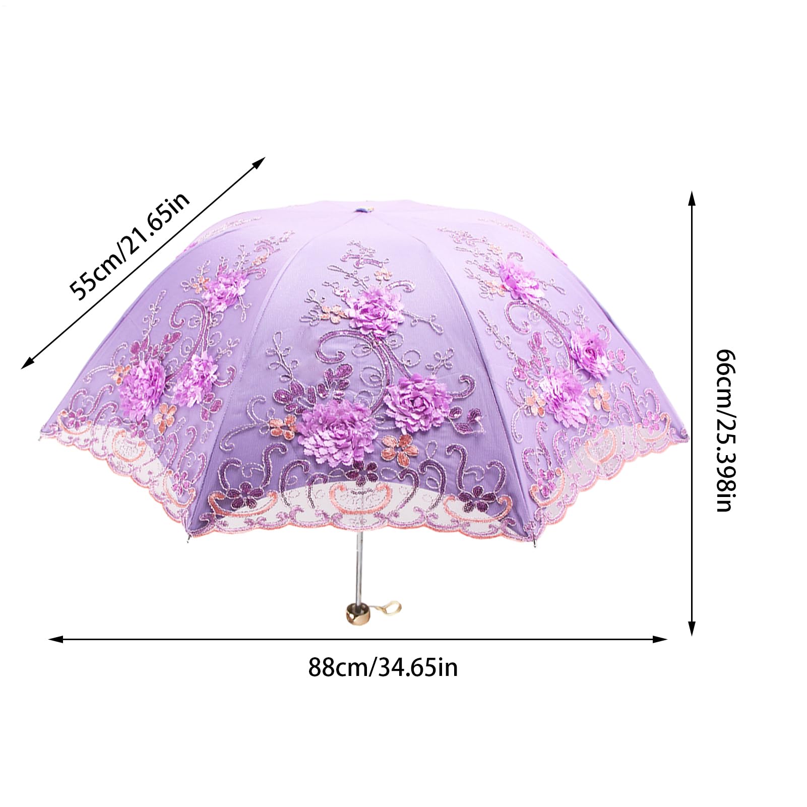 Paraguas portátil, resistente al viento, doble capa con bolsa de almacenamiento, paraguas de encaje impermeable, accesorios de moda, para parque al aire libre, playa, viajes, picnic, camping, caminar