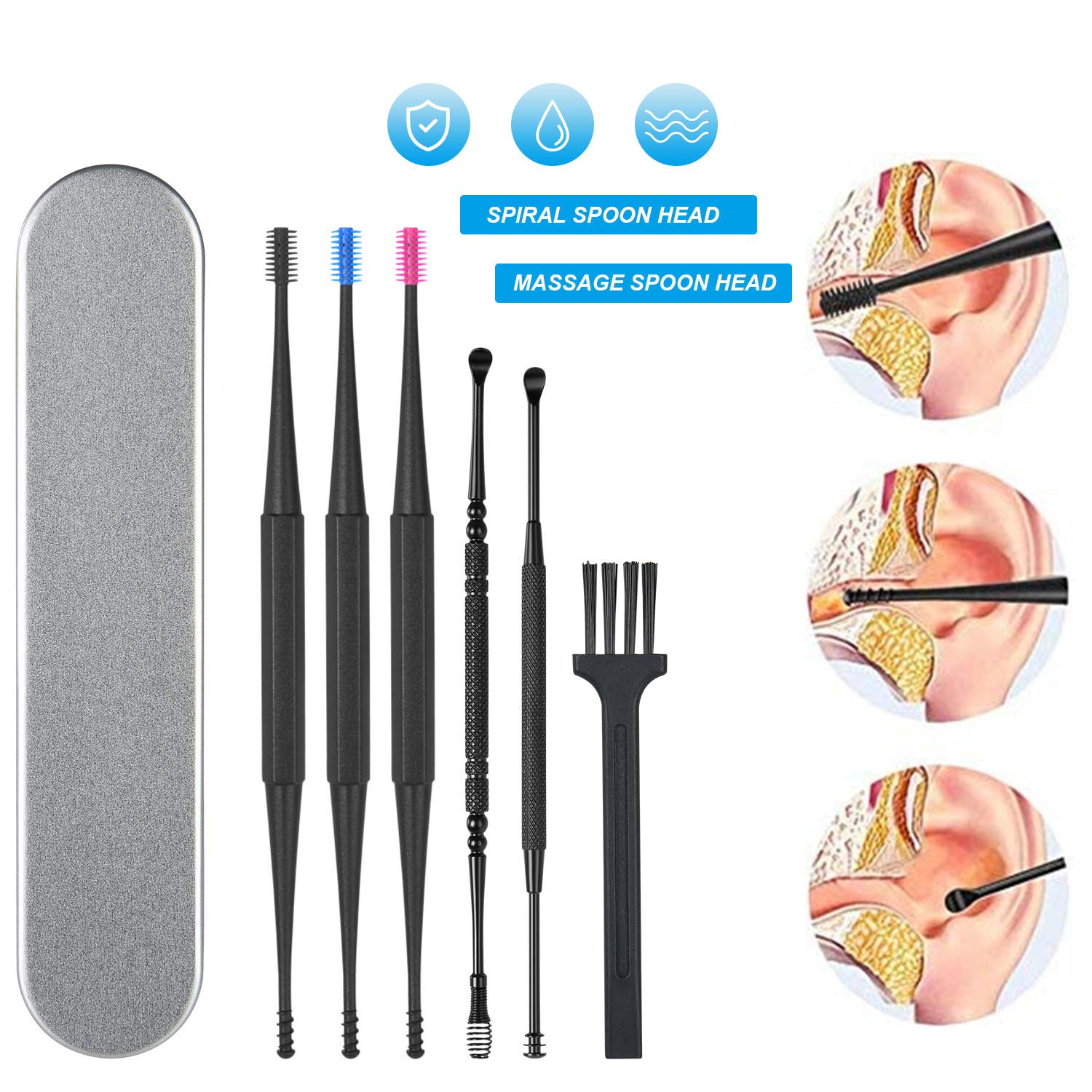 Buy Vicloon Ear Wax Removal, 7pcs Ear Cleaning Kit, Ear Pick Ear Tools Set with Storage Box and