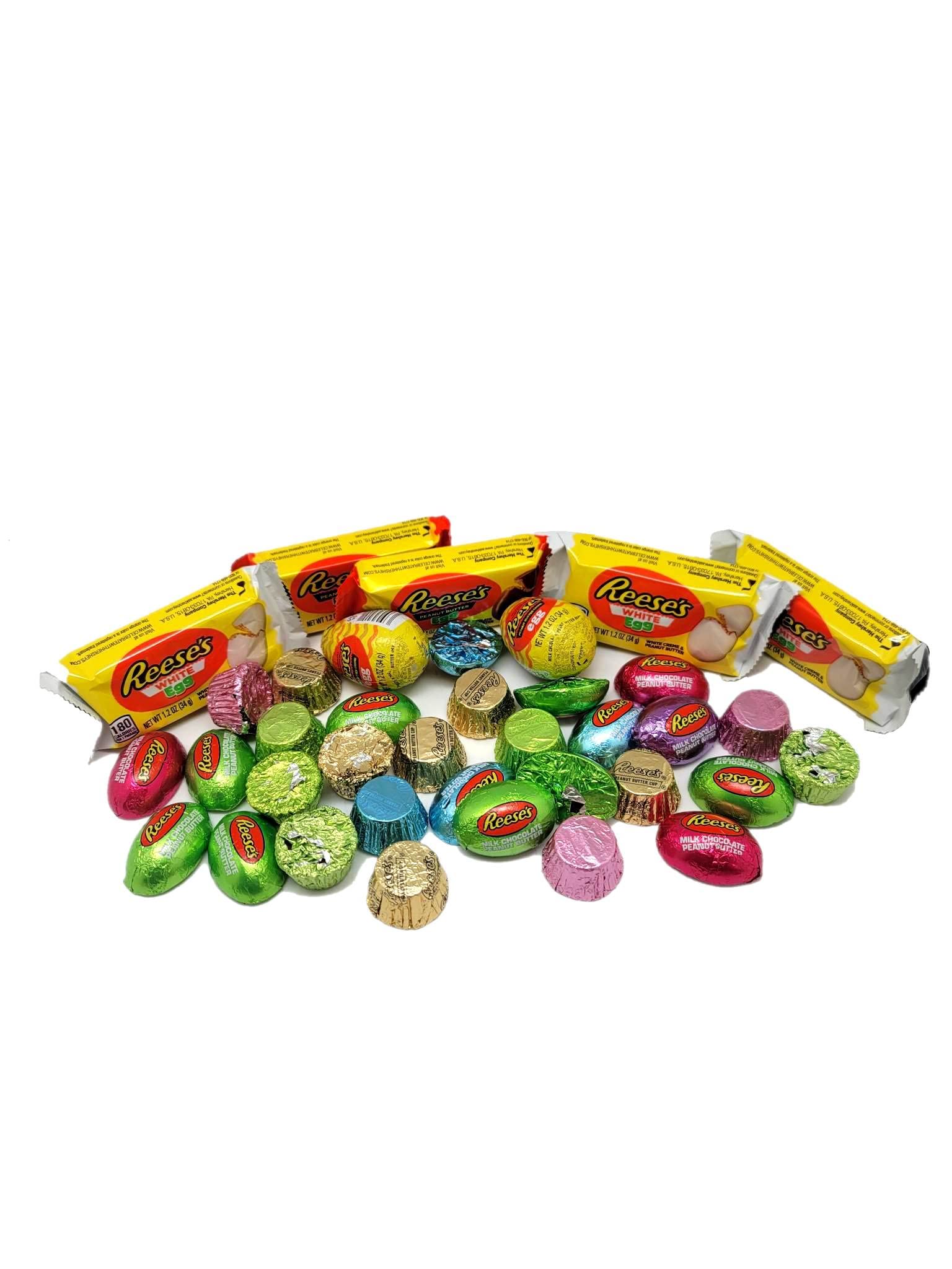 Peanut Butter Chocolate - 30 Piece Easter Themed Bundle - Peanut Butter Cups, White Chocolate Eggs, Pieces Eggs, & Peanut Butter Eggs - Bulk Candies