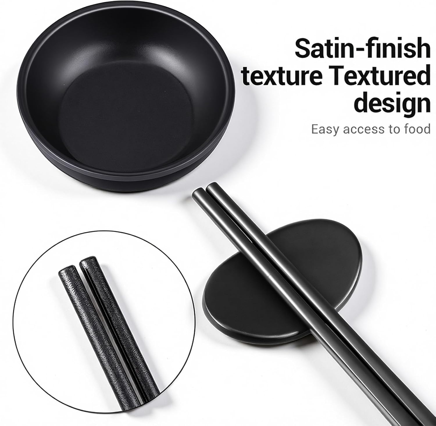 16pcs Sushi Plates Set,Melamine Sushi Serving Set,Japanese Dinnerware Sets - Includes 4 Sushi Trays, 4 Soy Sauce Bowls 4 Pairs of Chopsticks and Holders,Wedding Housewarming Gift, Black