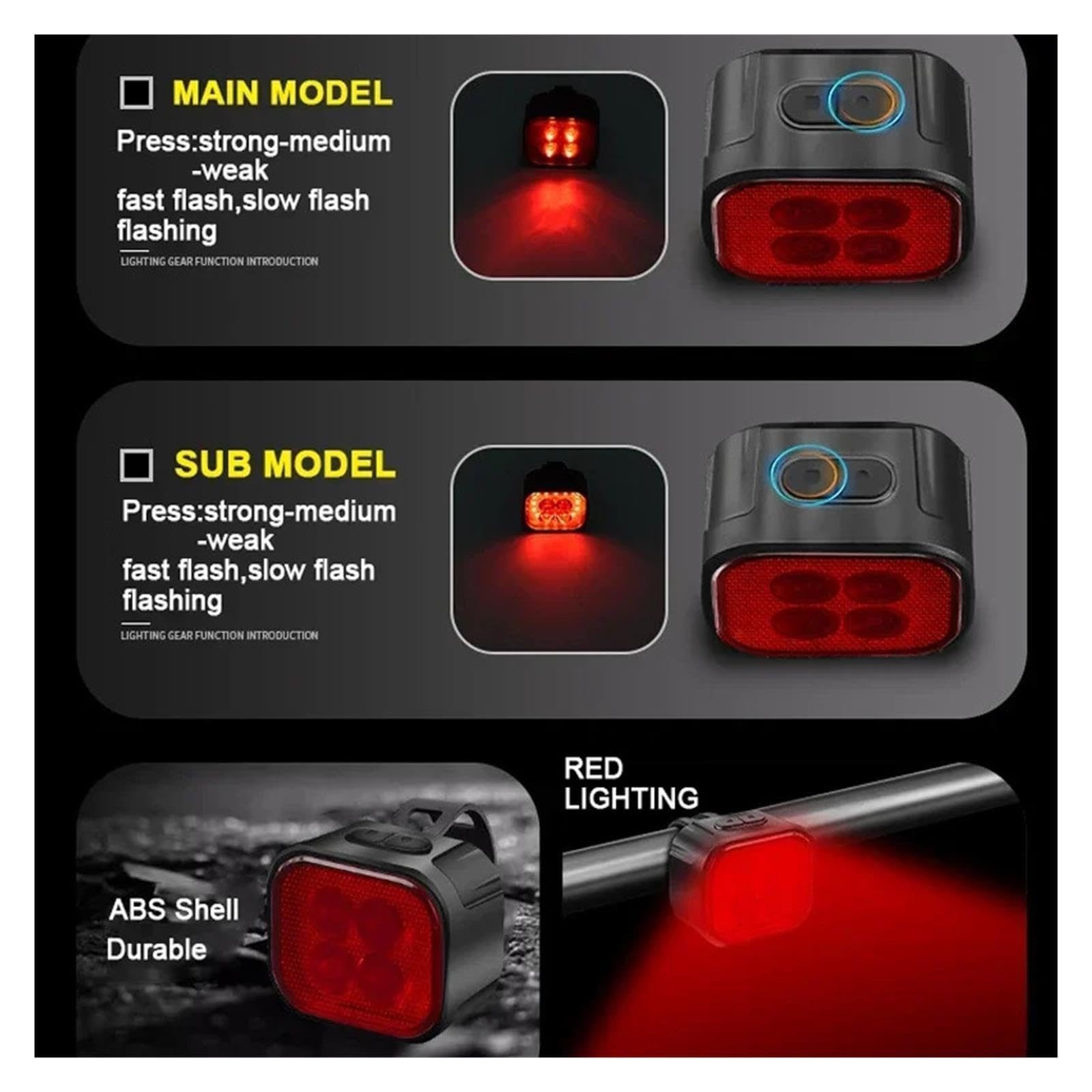 Set di luci for bici ricaricabili USB 1/2PCS