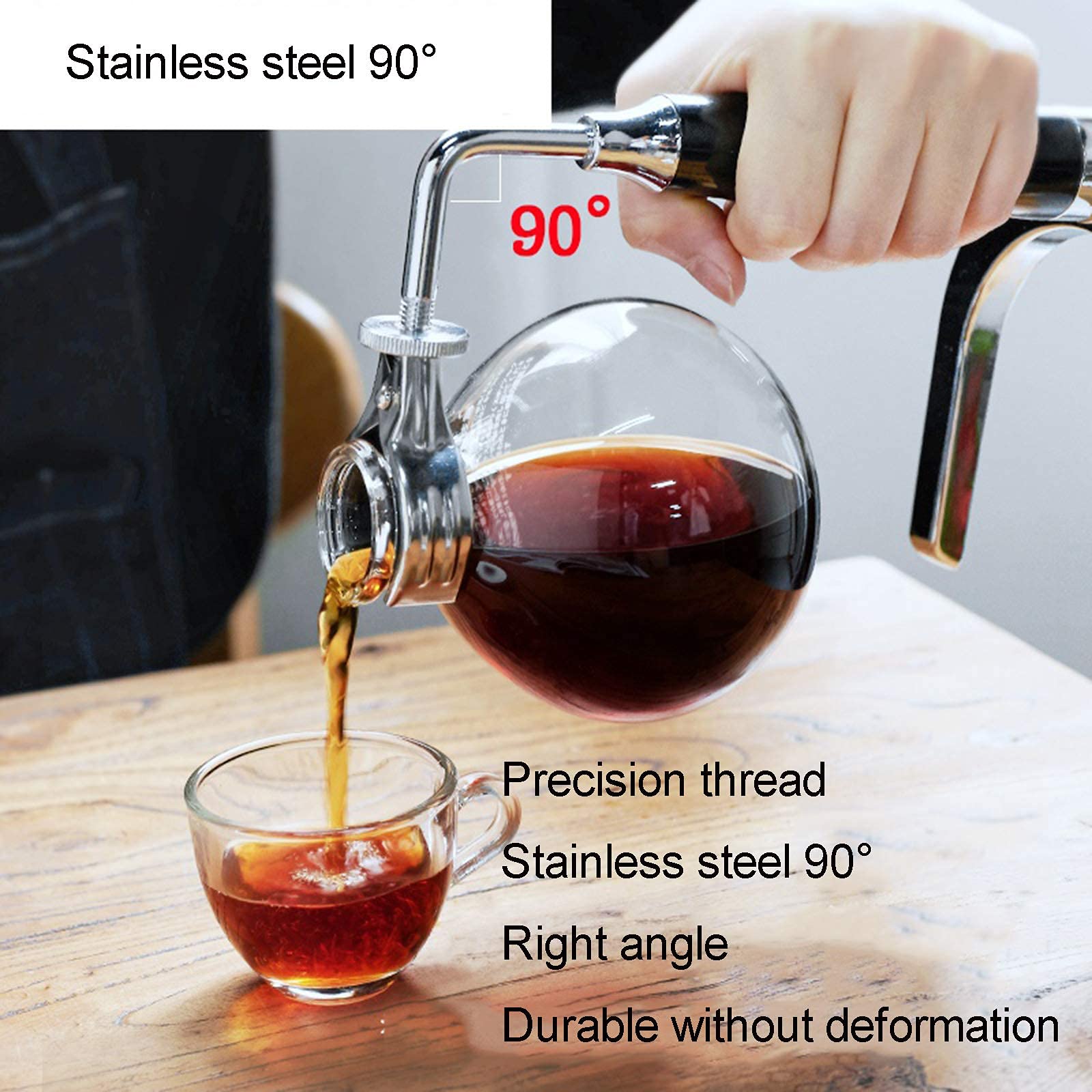 CUNTO Caffettiera a sifone Teiera a sifone, Caffettiera a sifone manuale, Caffettiera sottovuoto Tipo di vetro Filtro per macchina da caffè 3 tazze, Vetro resistente alle alte temperature,A