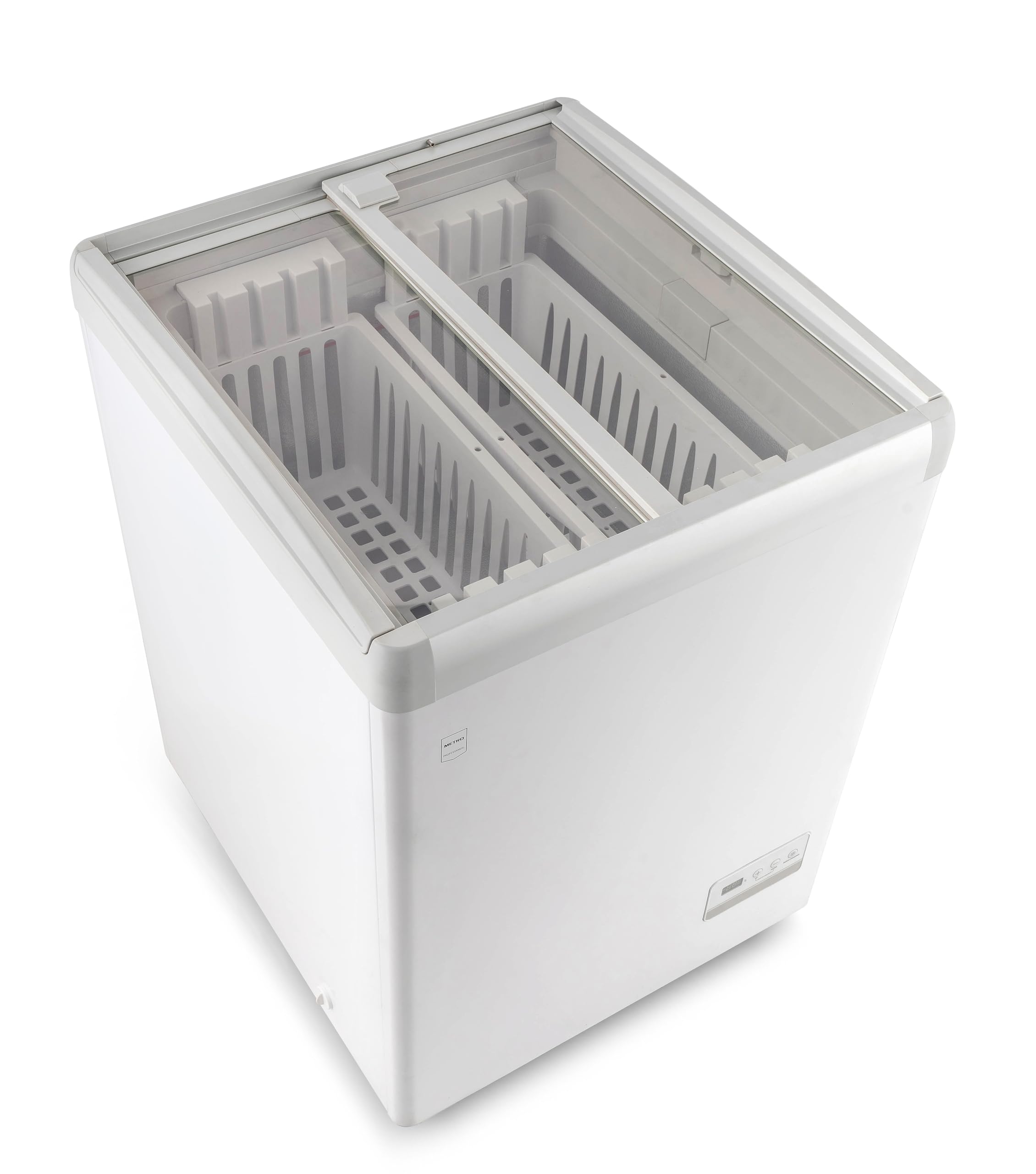 METRO Professional Vitrine de Congélation GICC1108, -25°C à -18°C, Porte Coulissante, 120 L, Serrure avec Clé, Blanc