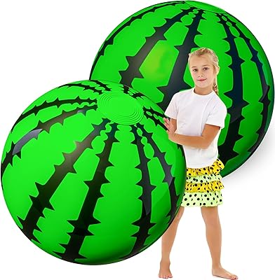 Tcvents Large Beach Ball 2 Pack- Inflatable Sports Ball Pool Toys Watermelon Balls 26
