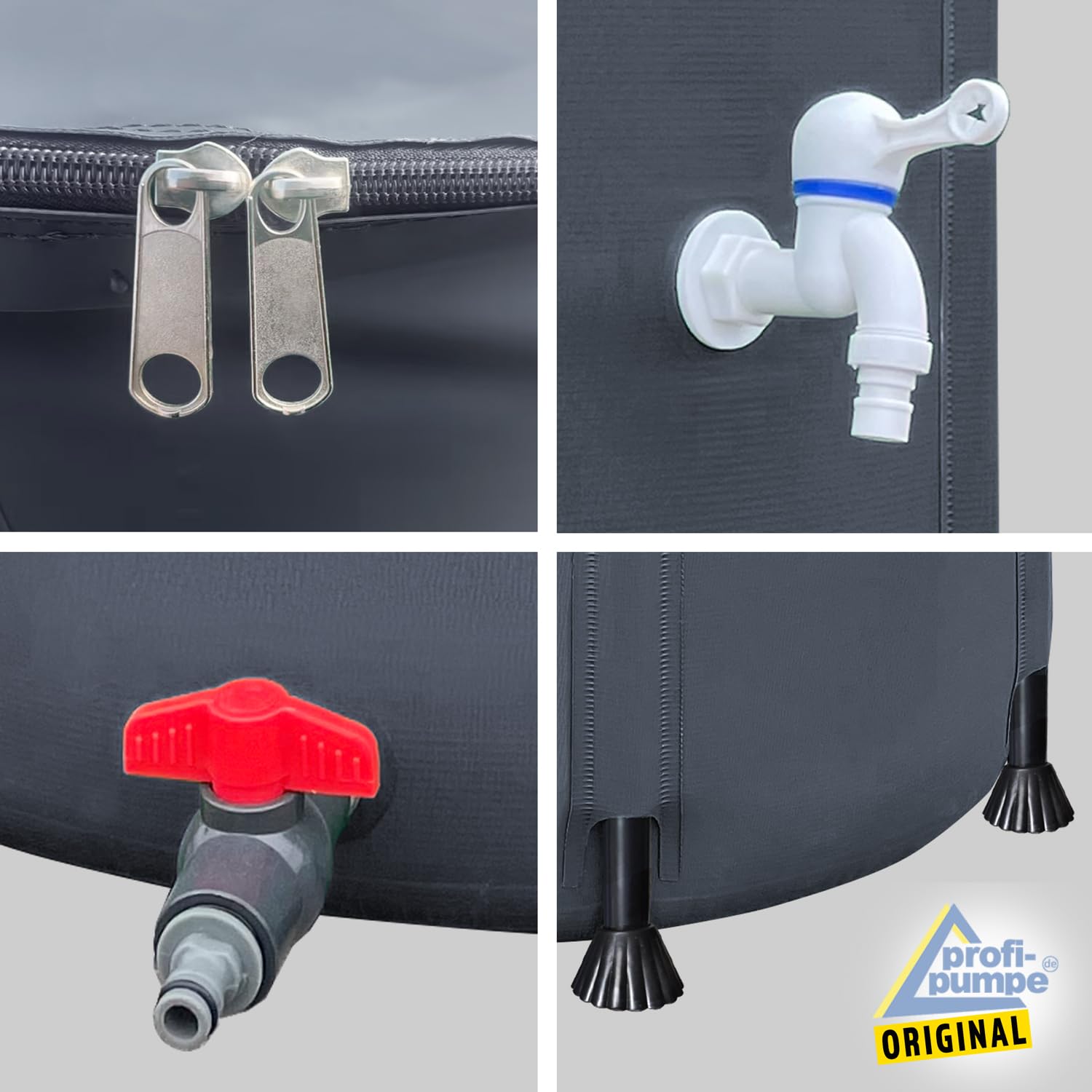 Rain-Flex 1100 l składany zbiornik na wodę 1100 l, antracytowo-szary, zbiornik na wodę, zbiornik na wodę deszczową 1100 l, zbiornik na wodę deszczową z kranem, zbiornik na wodę do ogrodu