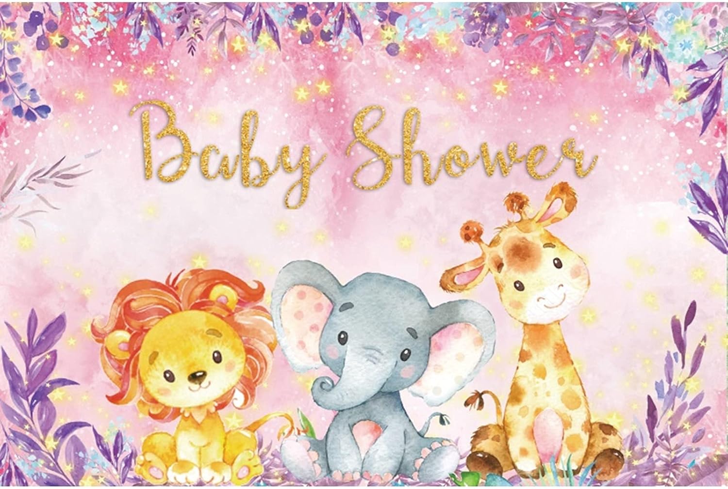 Customized Banner for Baby Shower, Backdrop Animal Jungle Happy Birthday Party Baby Shower Photography Background Decor Banner (270x180cm)