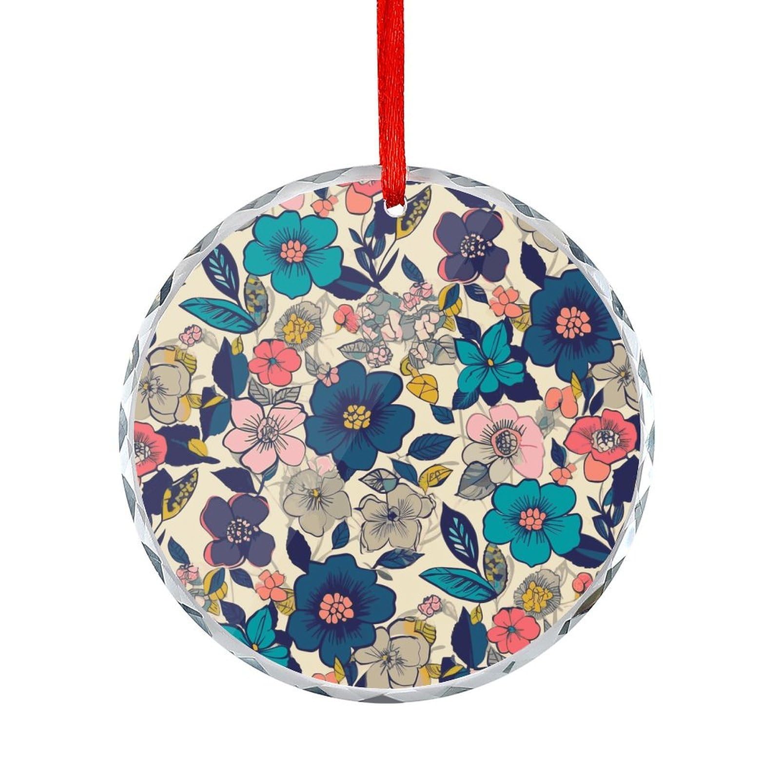 Fodpand Women's Style Flowers2 Round Glass Ornament Keepsake Gift Exchange Ideas Car Decor,Christmas Ornaments For Tree Window Garden Ornaments