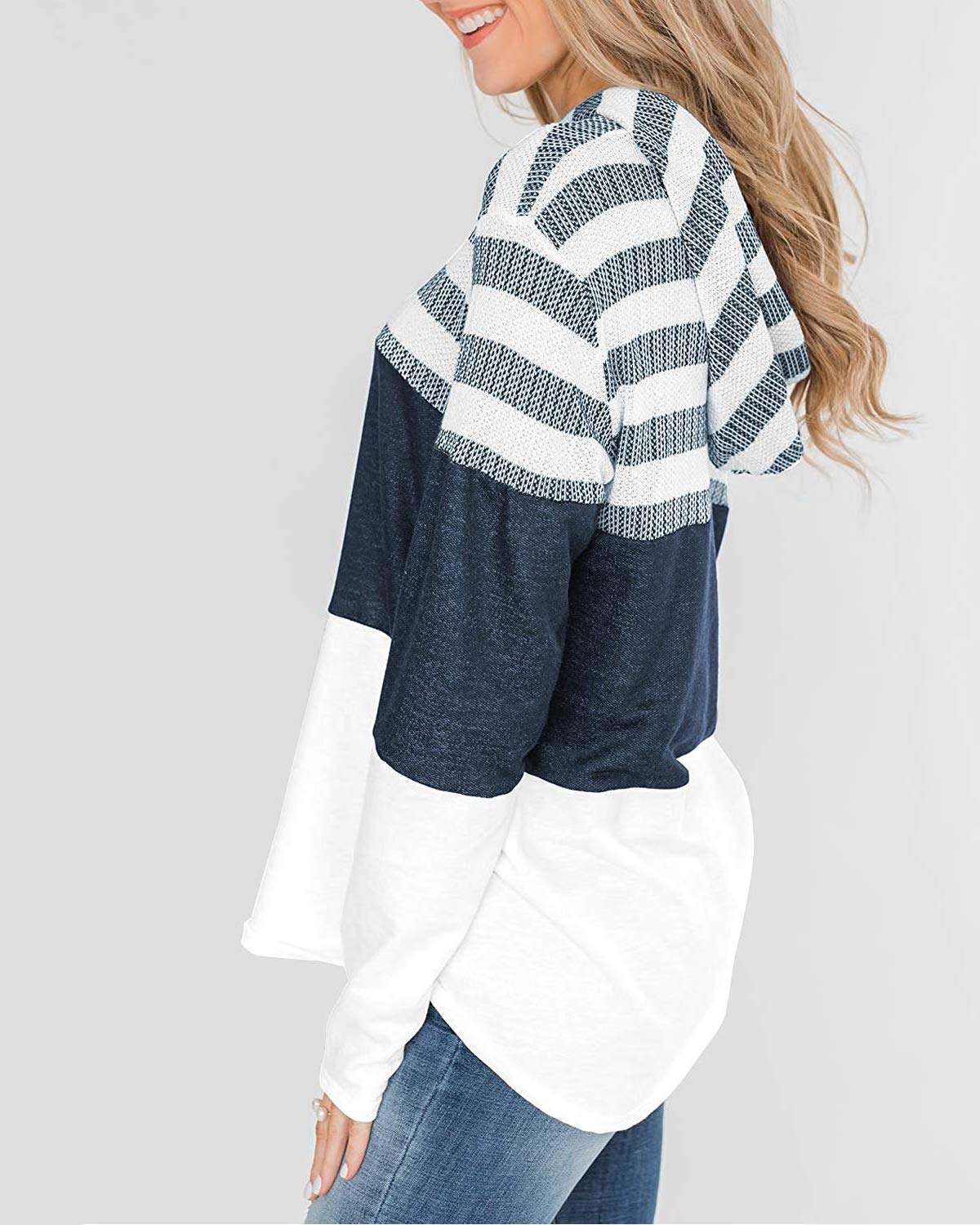 ABYOVRT Donna Felpa con Cappuccio Maniche Lunghe Stampa Floreale Camicette Patchwork Tops Pullover Maglietta