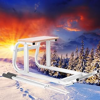 Winter Snow Sled for Kids & Adults – Plastic Ski Board for Snow, Sand, Grass & Ice, Portable Skiing Board