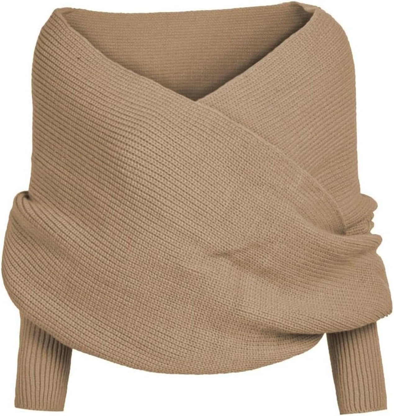 Womens Scarf with Sleeves Knit Wrap Sweater Cozy Crochet Cropped Shawl 2026 Fall Winter Fashion Scarves Shrug Top