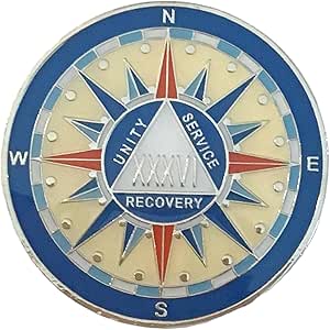 Amazon.com: 36 Year Compass AA, Alcoholics Anonymous, Sobriety ...