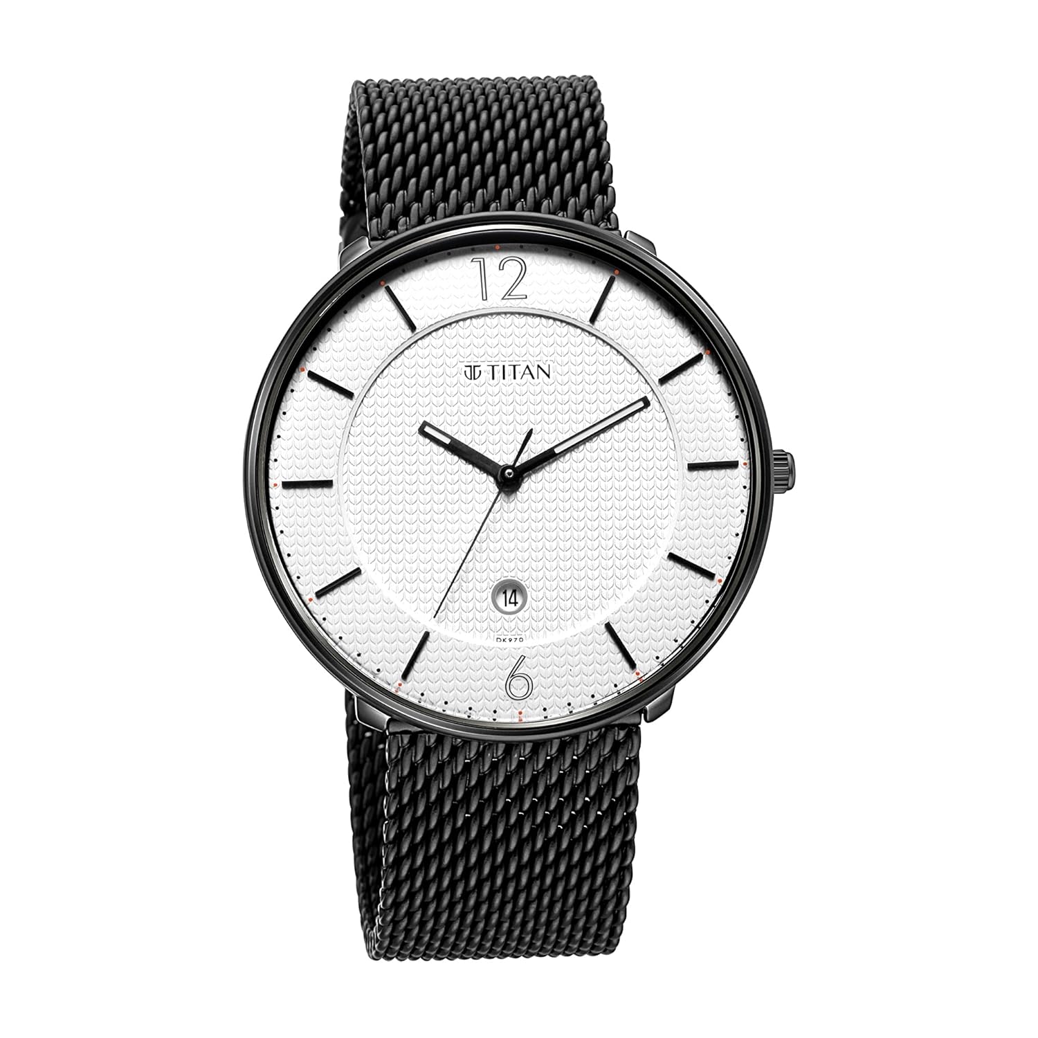 Titan Minimals Quartz Analog with Date White Dial Black Stainless Steel Strap Watch for Men – NT1849NM01 Titan Minimals Quartz Analog with Date White Dial Black Stainless Steel Strap Watch for Men – NT1849NM01