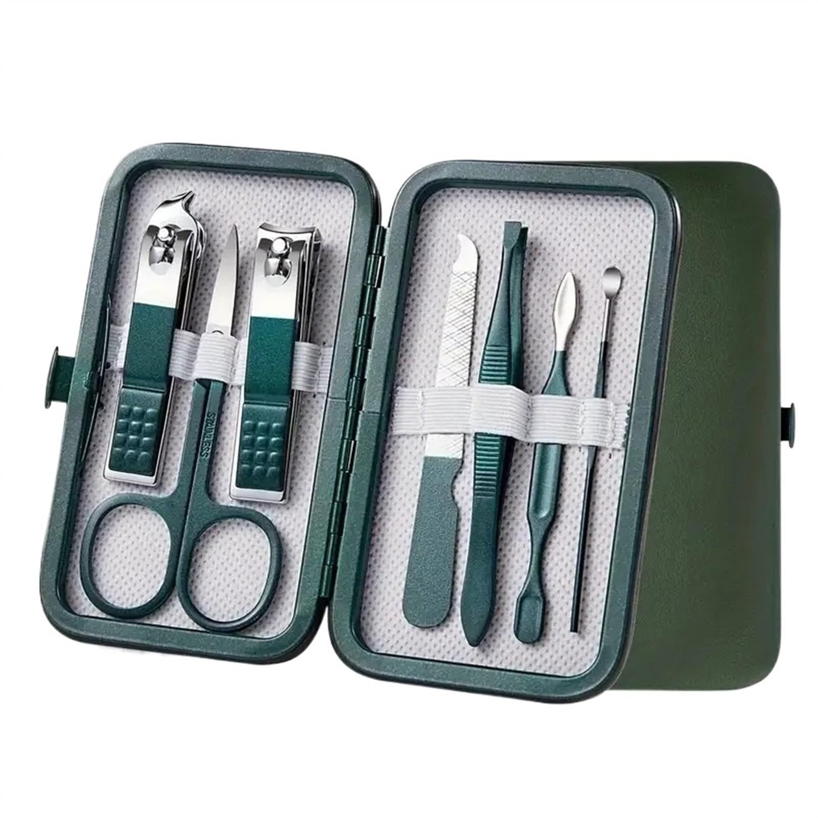 Set da Viaggio con Astuccio per tagliaunghie, 7 Pezzi con Custodia da Viaggio Portatile, tronchesi for cuticole e Kit di Taglio, tagliaunghie Professionale, Set for la Cura Personale