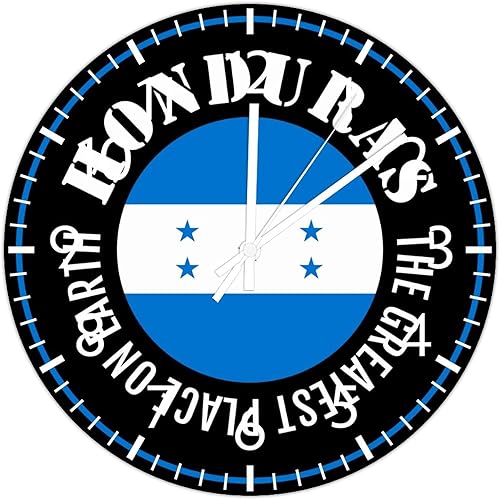ArogGeld Reloj de pared de PVC con bandera de Honduras, el mejor lugar en la tierra, reloj de pared redondo para amantes de Honduras, 10 pulgadas,