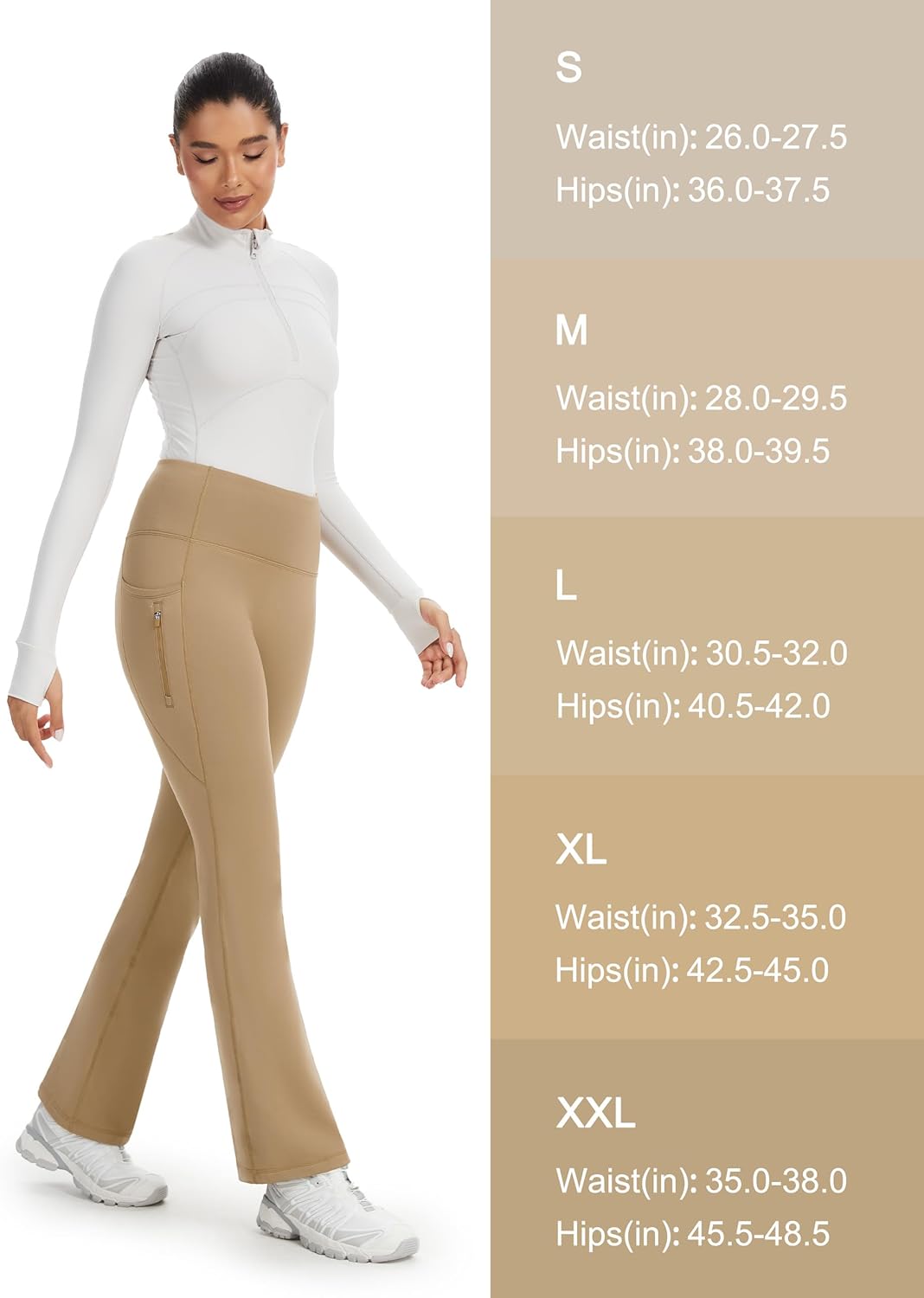 SEVEGO Tall Women's 32/34/36 Fleece Lined Flare Leggings Water Resistant Winter Thermal Bell Bottom Yoga Pants 3 Pockets - Image 8