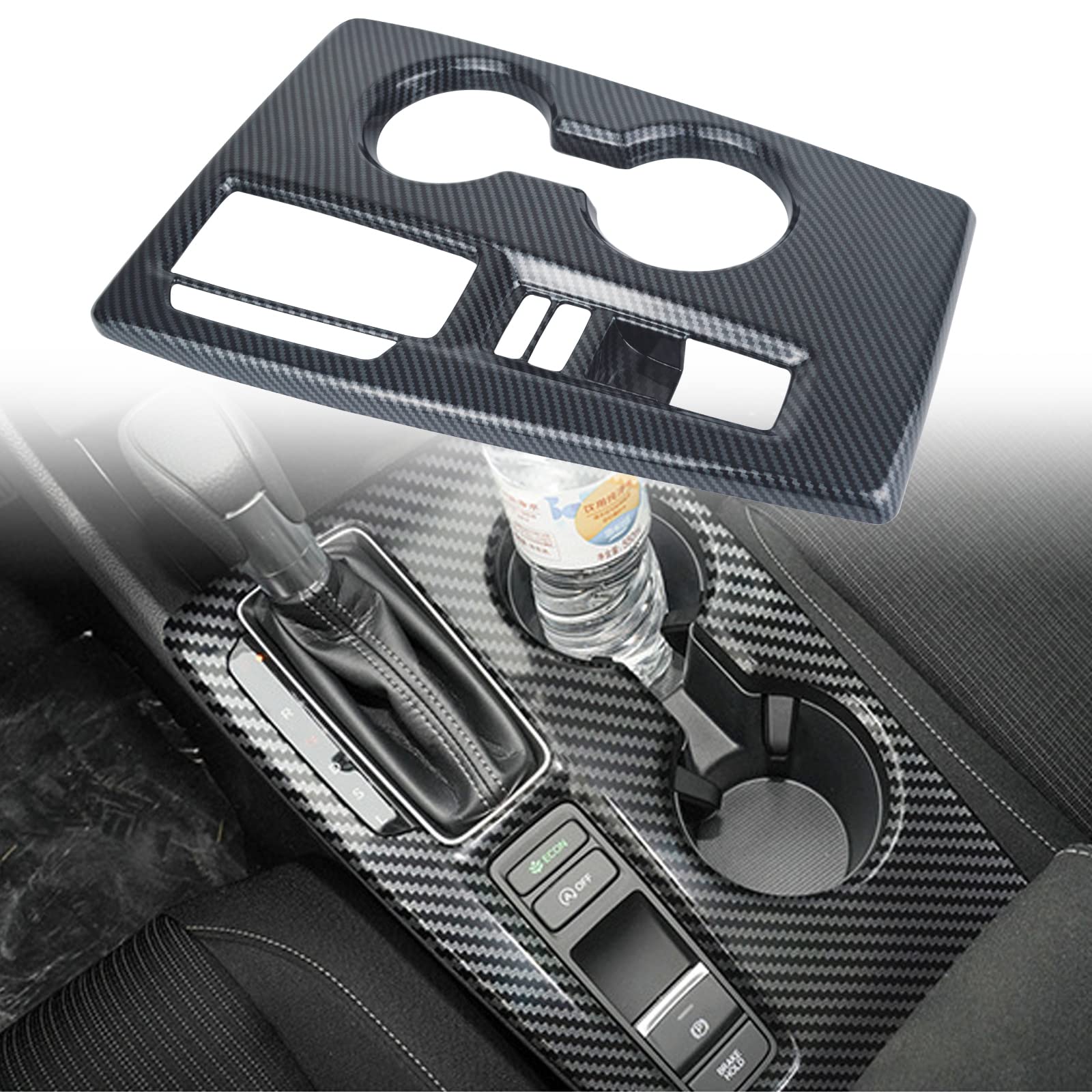 Carbon Fiber Center Console Gear Shift Panel Cover Sticker Interior Trim Decal Compatible with Honda Civic 2021-2022 11th Gen Hybrid Sedan Coupe (Console Cover)