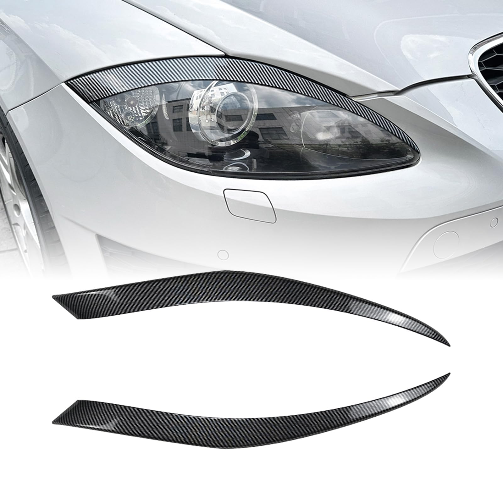 WENINETIES Auto Headlight Eyebrows for Seat Leon MK2 2005–2012, Vehicle Headlamp Eyelids Aerodynamic Scratchproof External Modification Parts,A