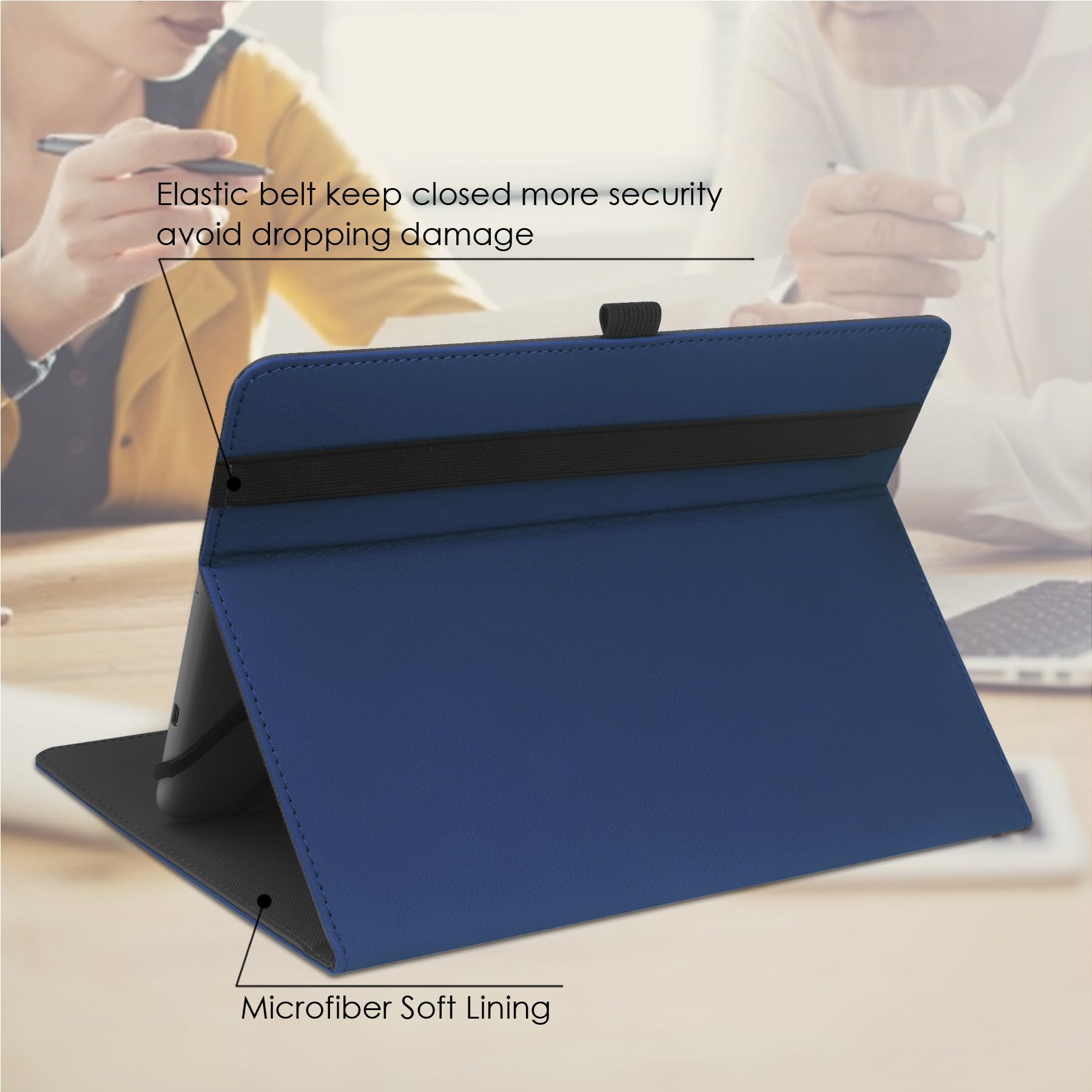 HGWALP Custodia universale per Tablet da 9-11 pollici,Multi-Viewing Angles PU Leather Stand Folio Cover con Porta Penna per 9 "10.1" 10.5 "11" Touch screen Tablet-Navy