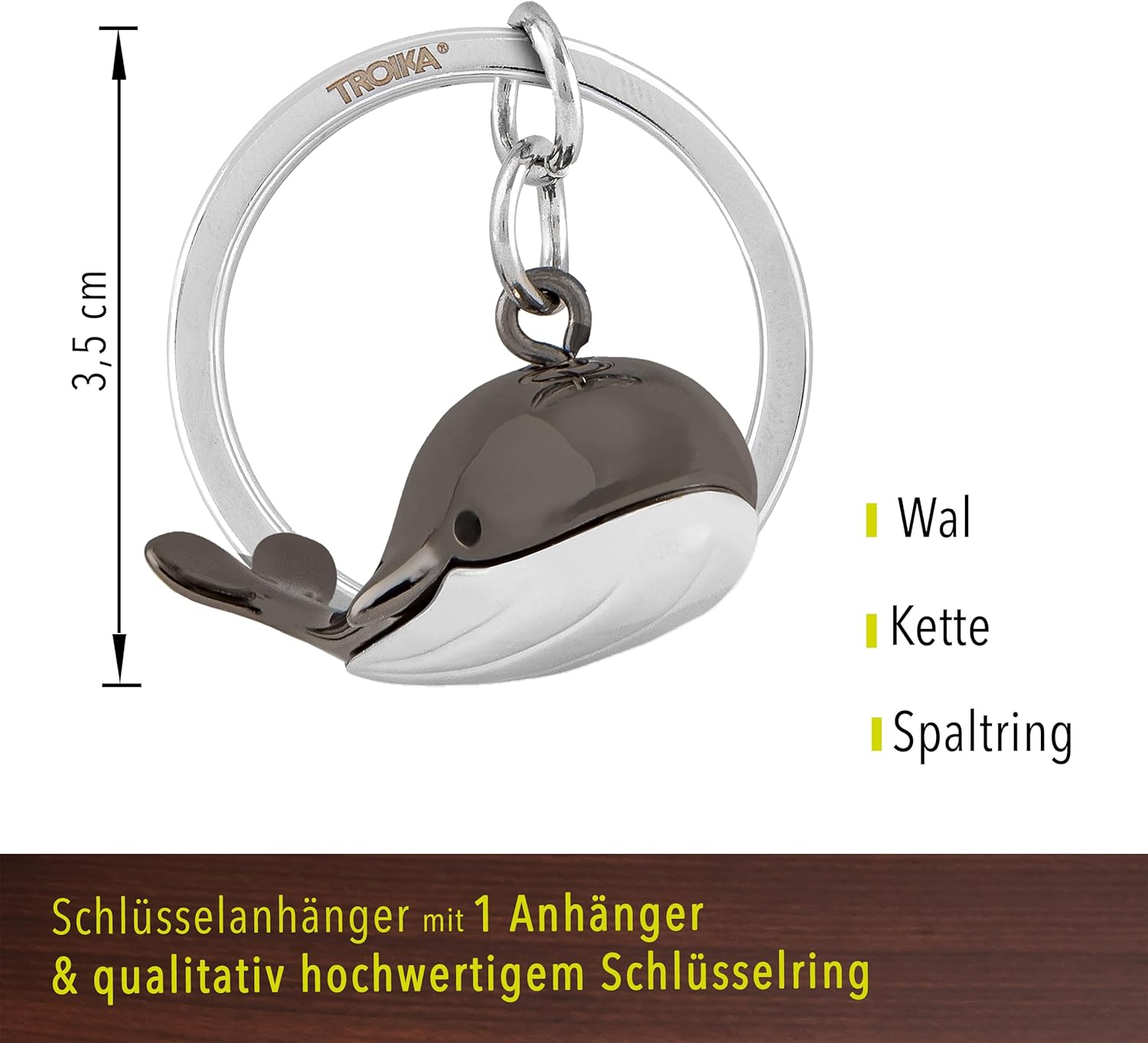 Troika JACK POTT Keyring Whale Design in Gunmetal Liberia Ubuy