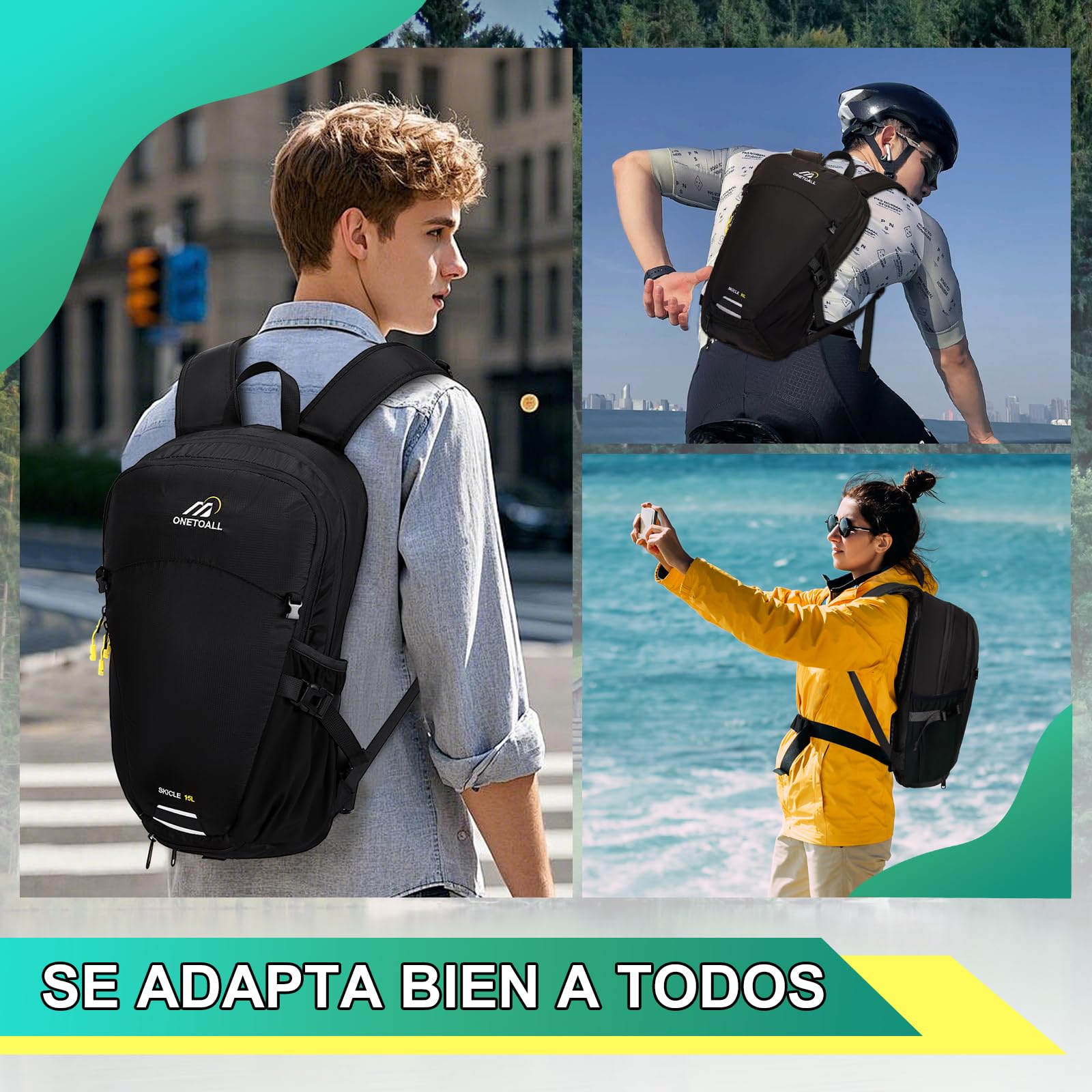 Mochila de Ciclismo 15L / 20L con Funda Impermeable, Mochila Hidratación Mtb para Hombre y Mujer, Mochila Senderismo Pequeña y Antirrobo para Moto, Esquí, Bicicleta, Montaña y Running