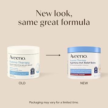 Aveeno Eczema Therapy Nighttime Itch Relief Body Balm, Colloidal Oatmeal Cream for Itchy Skin Relief, Moisturizing Balm for Sensitive, Eczema-Prone Skin, Steroid- & Fragrance-Free, 11 Oz