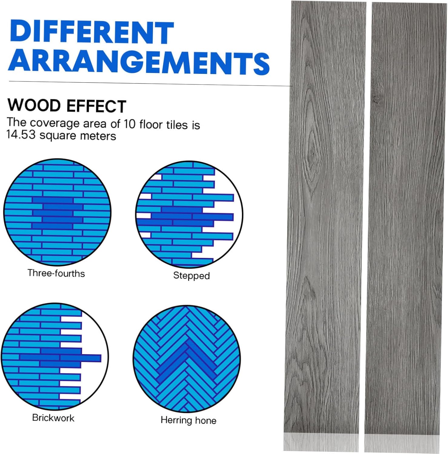 36pcs Self Adhesive Vinyl Flooring Stickers Easy Peel and Stick Non-Slip DIY