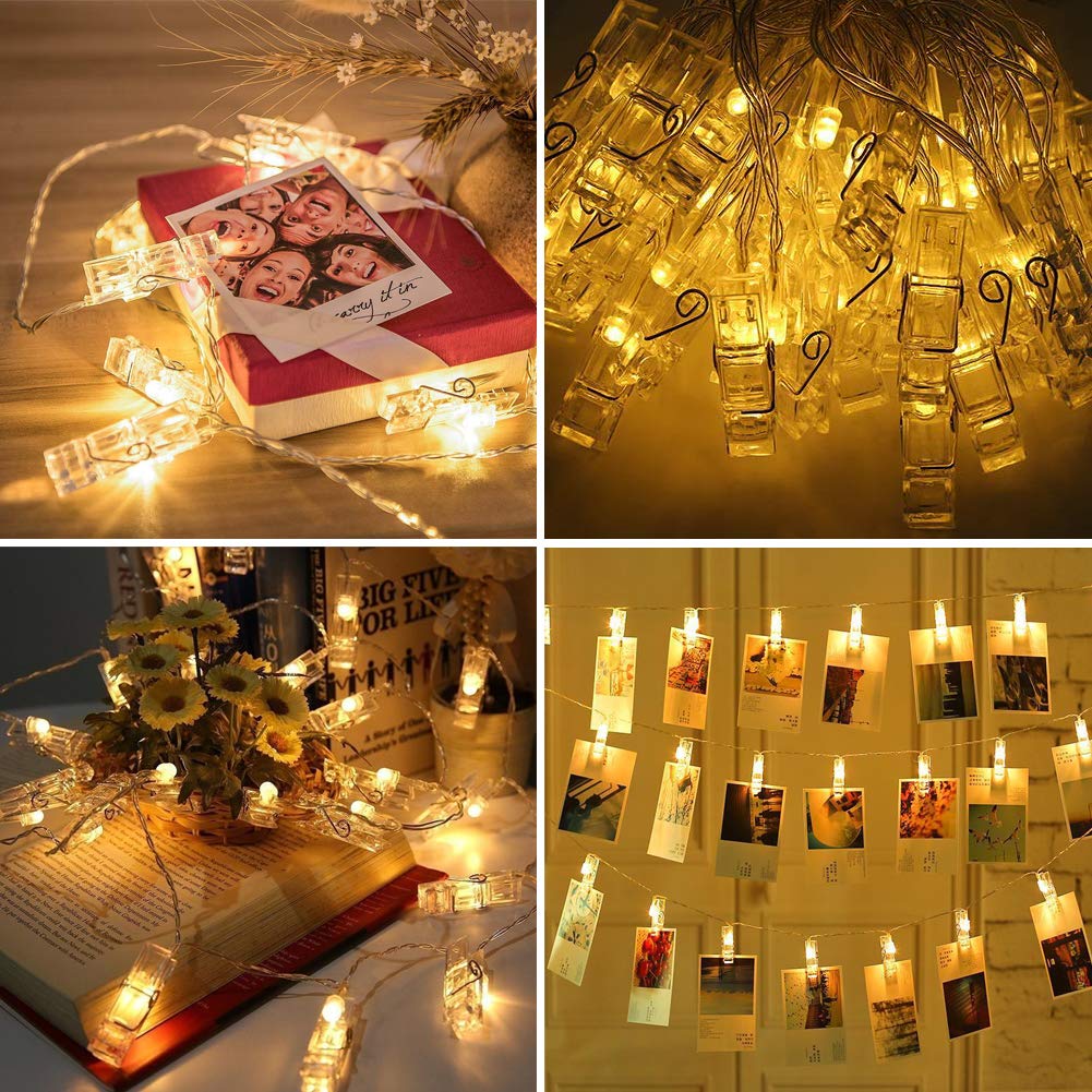 VANDABAO Luci Per Foto 5M 50LED, Lucine Decorative Camere Filo Appendi con 50 Mollette
