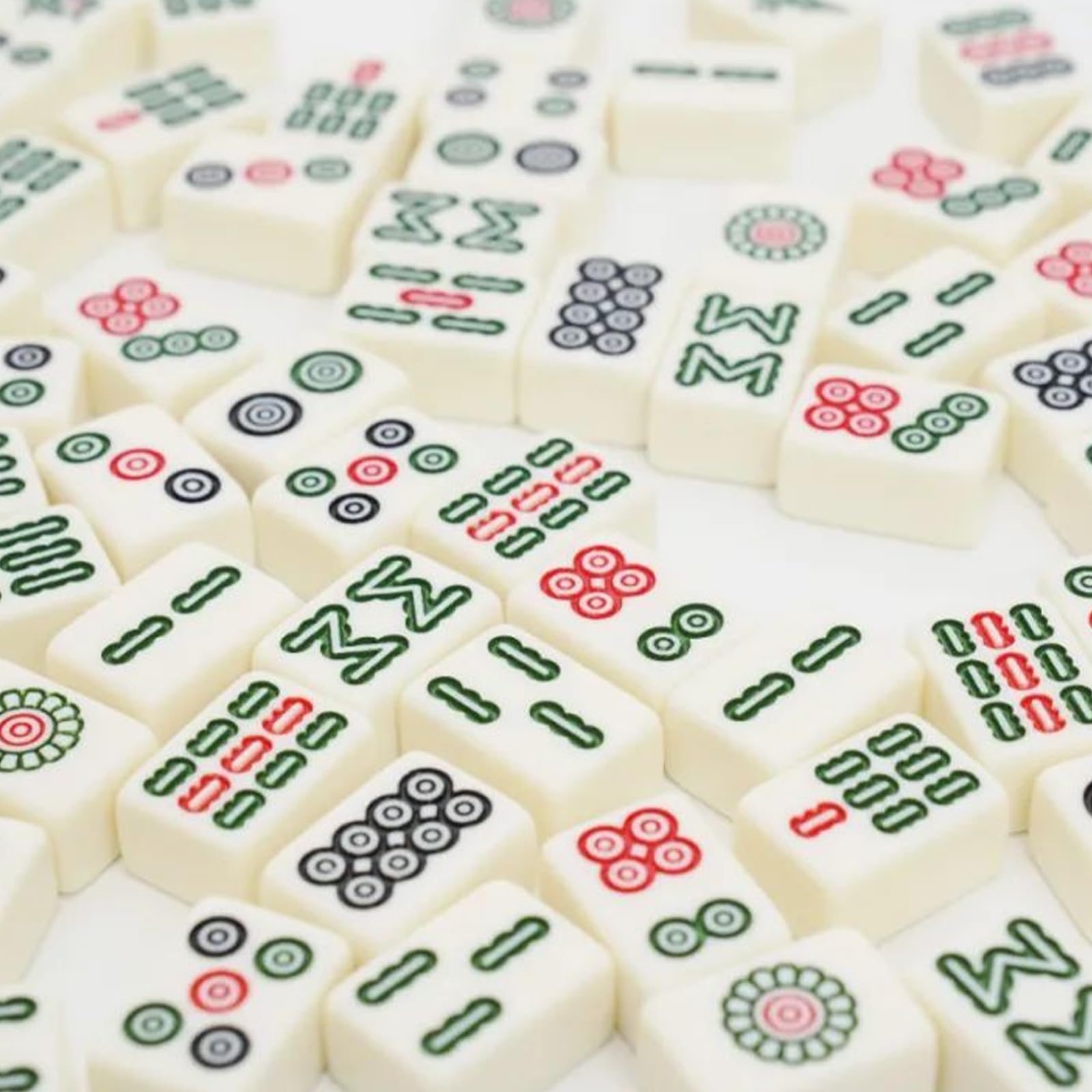 Mini Mahjong Game - Portable Chinese Traditional Set including 144 Tiles and 2 Dice, White, Red, and Black, small - Image 3