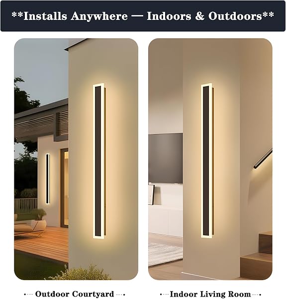 Applique Murale Exterieur LED,27W Luminaire Exterieur Mural IP65 Étanche 3000K Lumière Blanche Chaude,Acrylique Éclairage Mural D'extérieur Pour Villa Terrasse Jardin,Noir 120CM 110-240V - 2