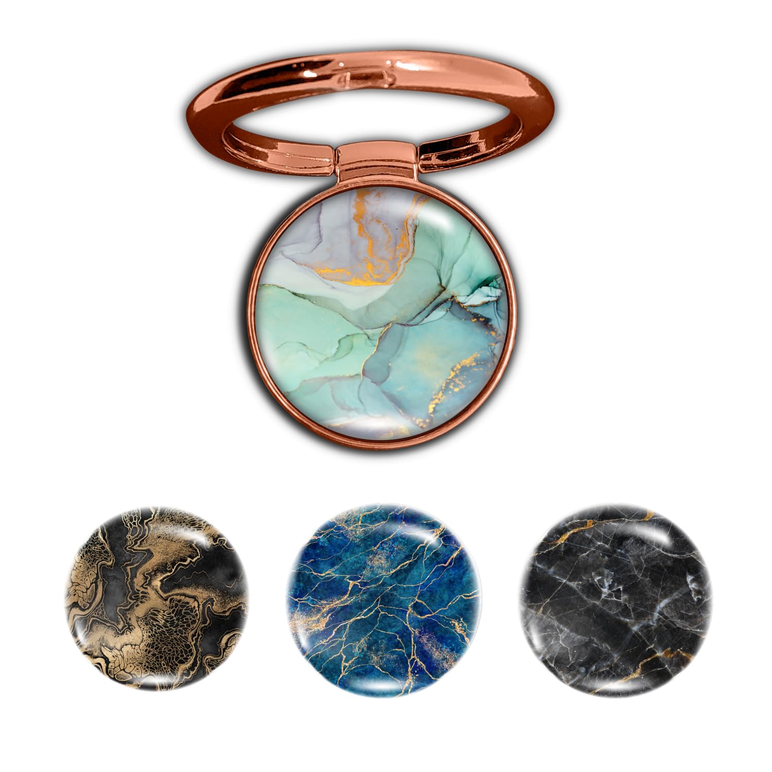 Swap-n-Snap, Metallic Black 360 Holo-Ring Mobile Phone Grip Holder & Stand with Set of 4 Changeable 3D Logo Magnets in Marble Theme for Phone & Back Cover (B0DFLXJQ63) Amazon Price History, Amazon Price Tracker