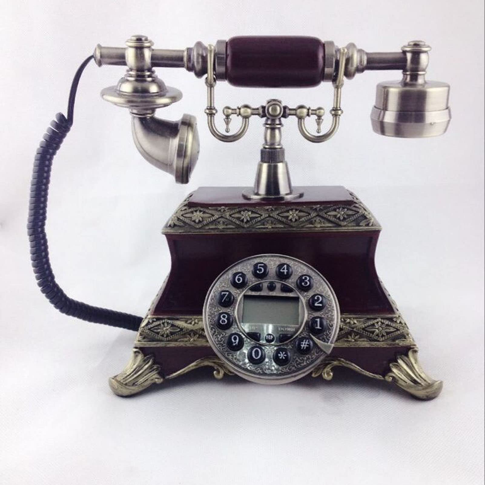 Telefon Styl europejski Dekoracja Sypialnia Dom Retro Telefon Dekoracyjny Telefon Stacjonarny Replika Antyczny Telefon Retro Dom Telefon Domowy Telefon Dekoracyjny(Bruin)