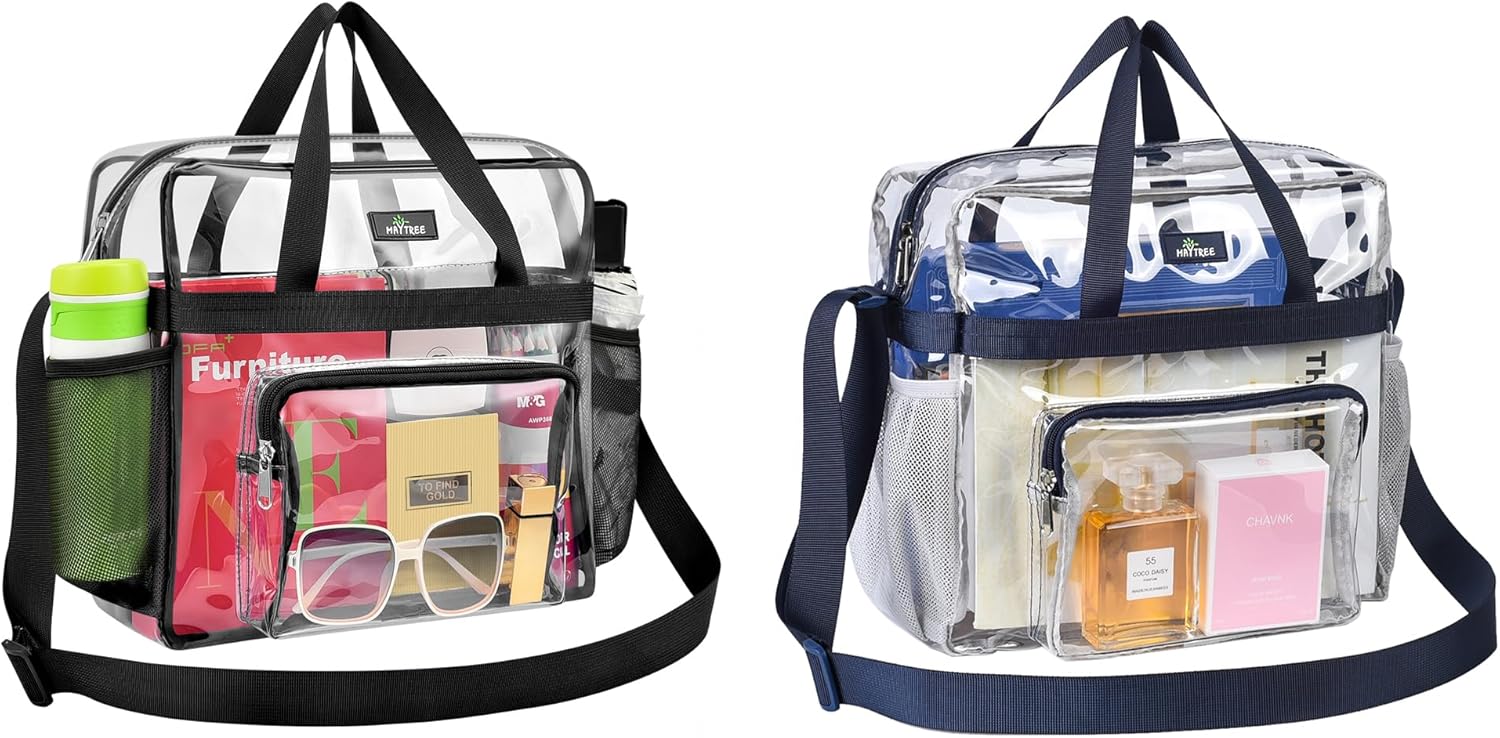 MAYTREE Clear Bag Stadium Approved 12×6×12 for Women, Large Clear Tote Lunch Bag with Reinforced Shoulder Straps for Concert Outfits and Festival