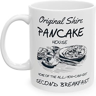 Second Breakfast Mug, Original Shire Pancake House Design, Cute Ceramic Coffee Cup for Fantasy Fans, Foodies & Kitchen Decor