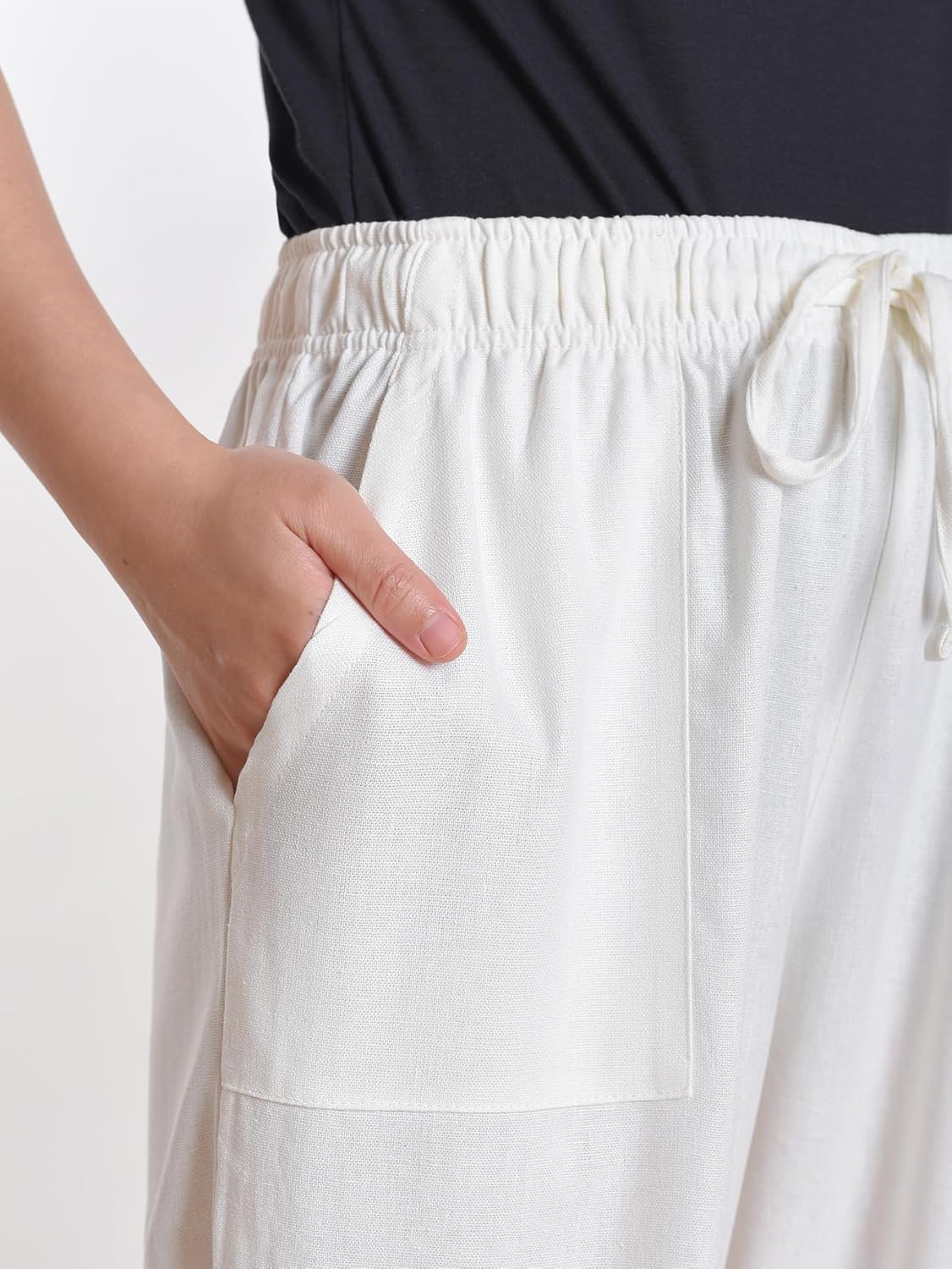 Weintee Women's Petite Linen Capris Petite Length - Image 3