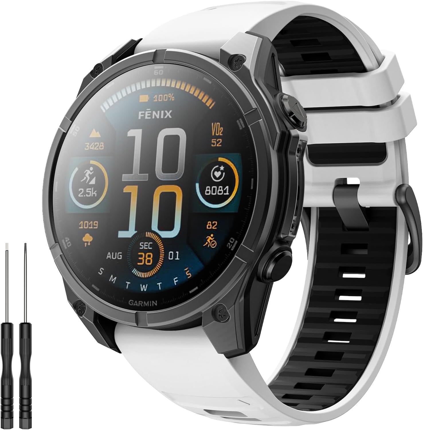 TiMOVO Sport Quickfit Watch Band Compatible with Gar-min Fenix 8 47mm/E 47mm/7 Pro/7/6 Pro/6/5 Plus/Forerunner 965/955/945/Approach S62 Series, Soft Silicone Waterproof Watch Strap