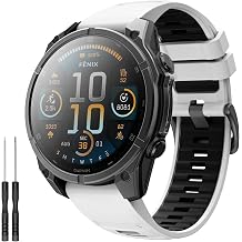 TiMOVO Sport Quickfit Watch Band Compatible with Gar-min Fenix 8 47mm/E 47mm/7 Pro/7/6 Pro/6/5 Plus/Forerunner 965/955/945/Approach S62 Series, Soft Silicone Waterproof Watch Strap
