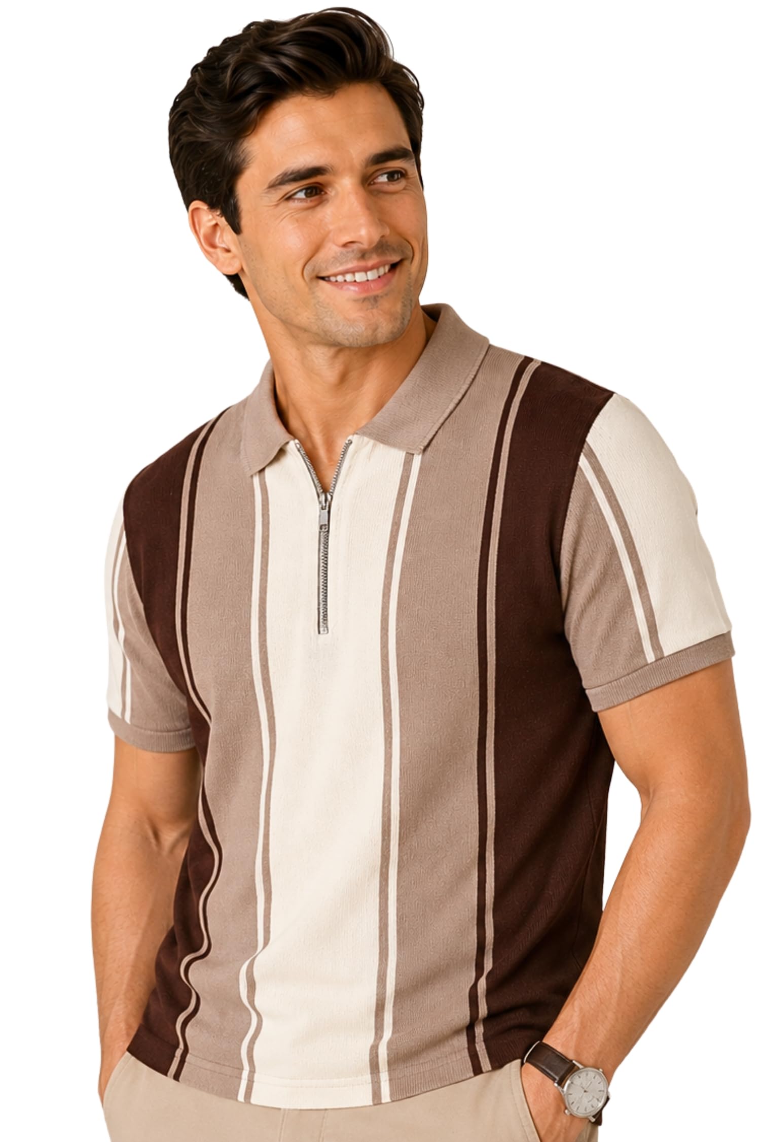 sane originals Textured Polo T-Shirt for Men in Vertical Stripes || Old Money Polos for Men-picture-41