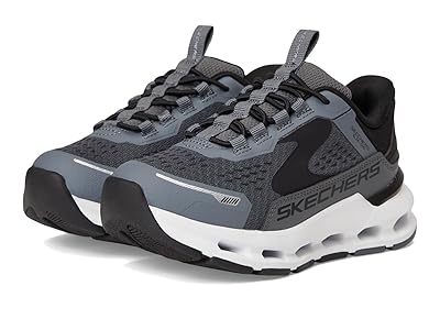 SKECHERS KIDS Hands Free Slip-ins, Glide-step + Vista Lane 404203L (Little Kid/Big Kid) Boys Shoes Charcoal/Black : 4 Big Kid M, Textile