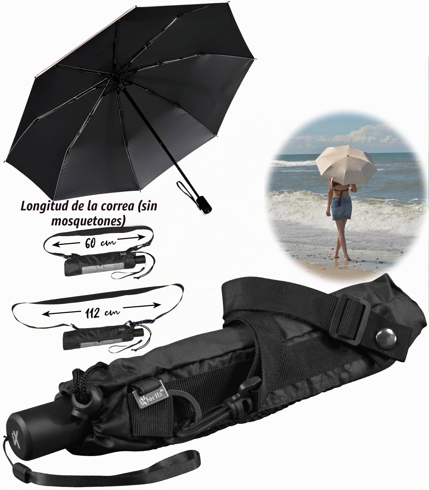 iX-brella City Trekking - Paraguas con bastón extralargo con protección UV y contra el calor