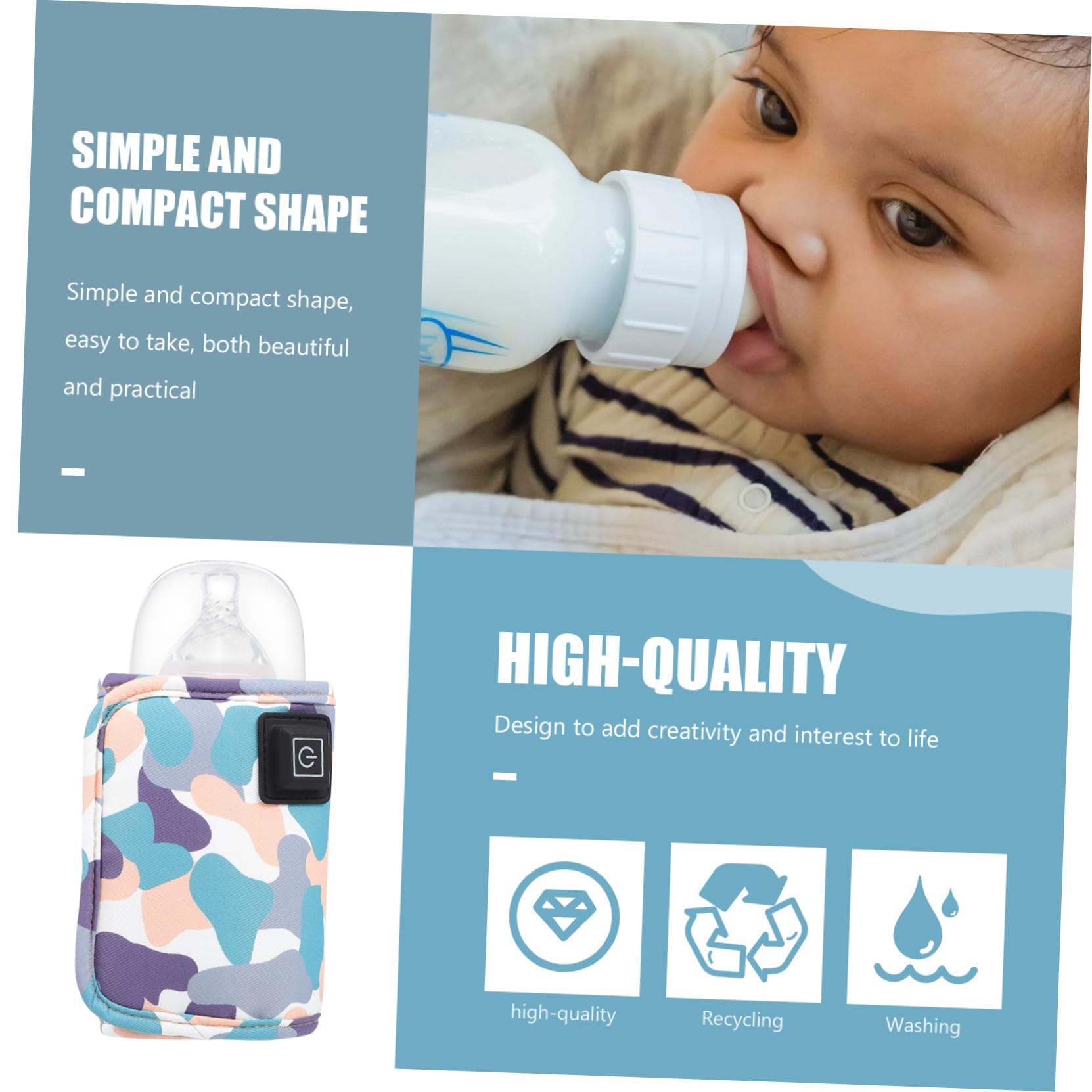 VICASKY 3 Piezas Calentador De Biberones Mamá Botellas Leche Comida Jugo Taza Caliente Bolsas Térmicas Para Comida Cepillo Para Biberones Cubre Biberones Calentador De Leche Paño Púrpura