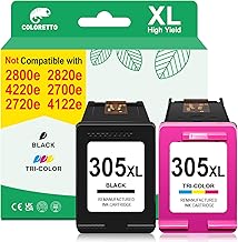 COLORETTO 305XL Ink Cartridges for Envy 6032e 6020e 6000e for HP 305 Ink Cartridges Black and Colour Replacement for 6022e 6010e 6420e 6430e 6432e 6452 Deskjet 1210 1212 1215 2300 2320